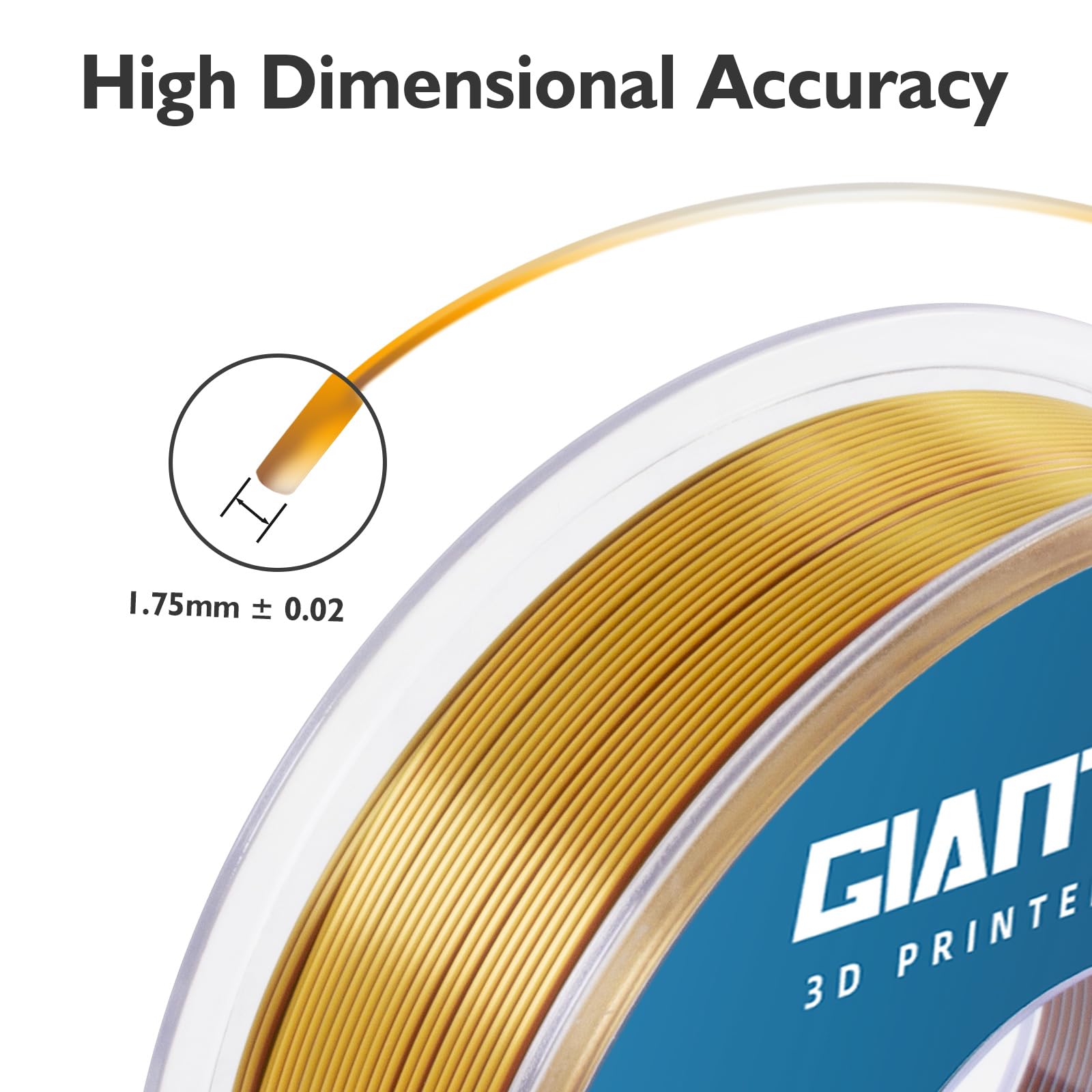 Giantarm Tri Colors Silk Pla Filament, 3D Printer Filament 1.75Mm +/ 0.02Mm, 1Kg (2.2Lbs) Spool, Vacuum Packaging (Gold+Silver+C