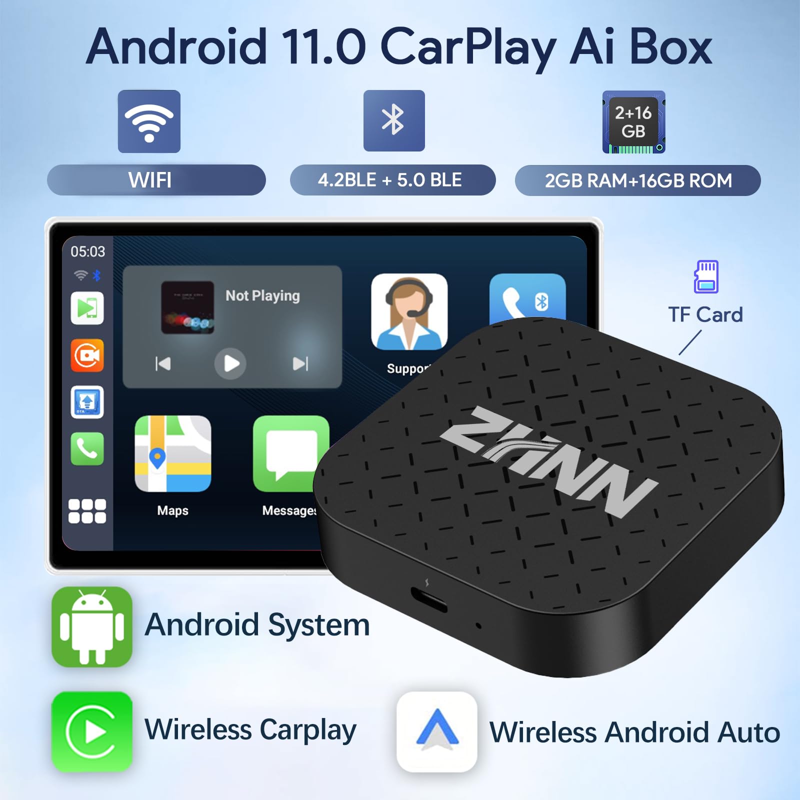 Zhnn Carplay Ai Box, Smart Ai Box Stream Videos To Your Car Multimedia Video Box, Caplay Video Streaming Android Auto Ai Box Car