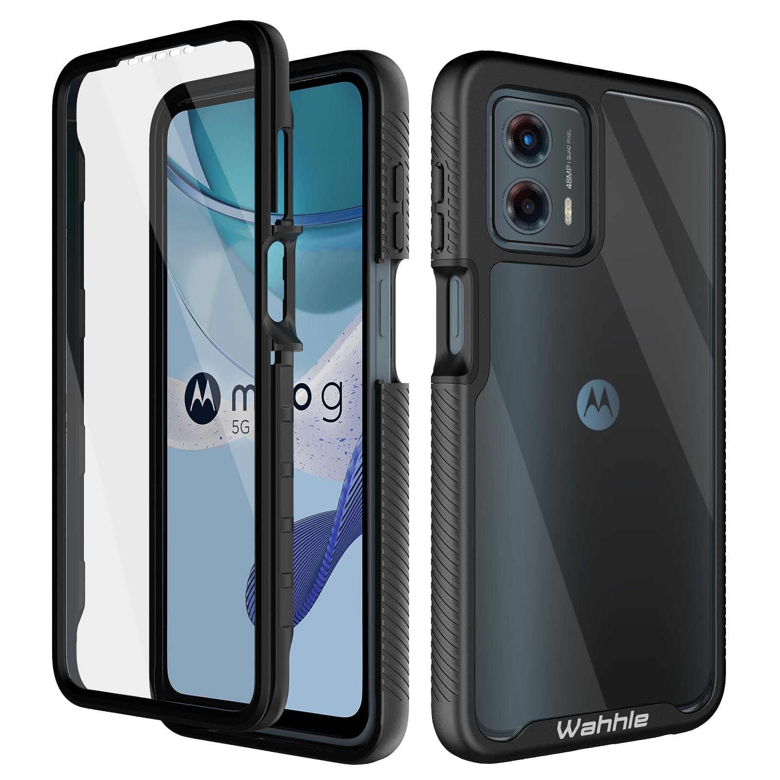 Wahhle Compatible With Moto G 5G 2023 Case, Moto G Power 5G 2023 Case, Built In Screen Protector Full Body Shockproof Slim Fit B