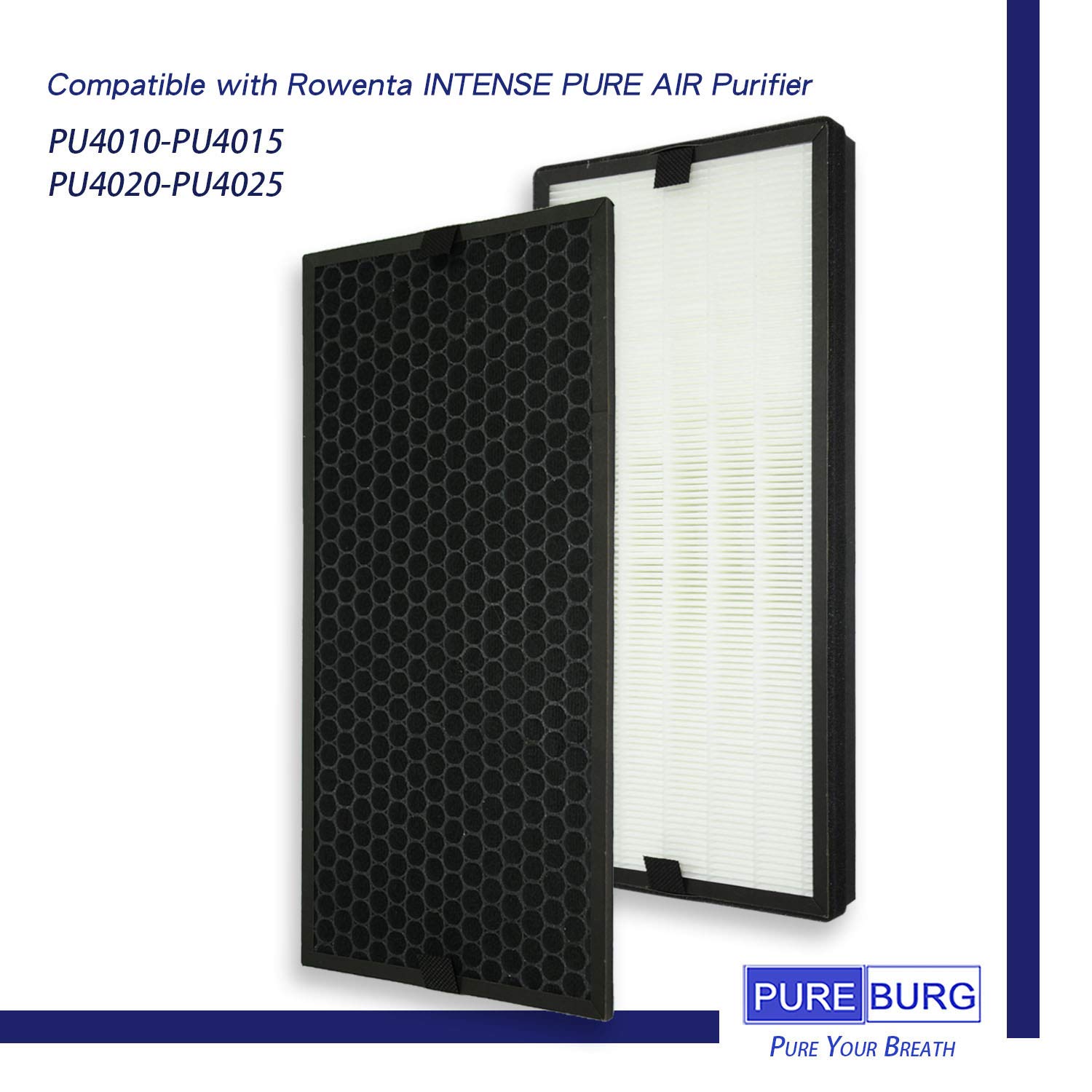 Pureburg Replacement True Hepa Filter Kit Compatible With Rowenta Intense Pure Air Purifiers Pu40Xx Series Pu4010 Pu4015 Pu4020