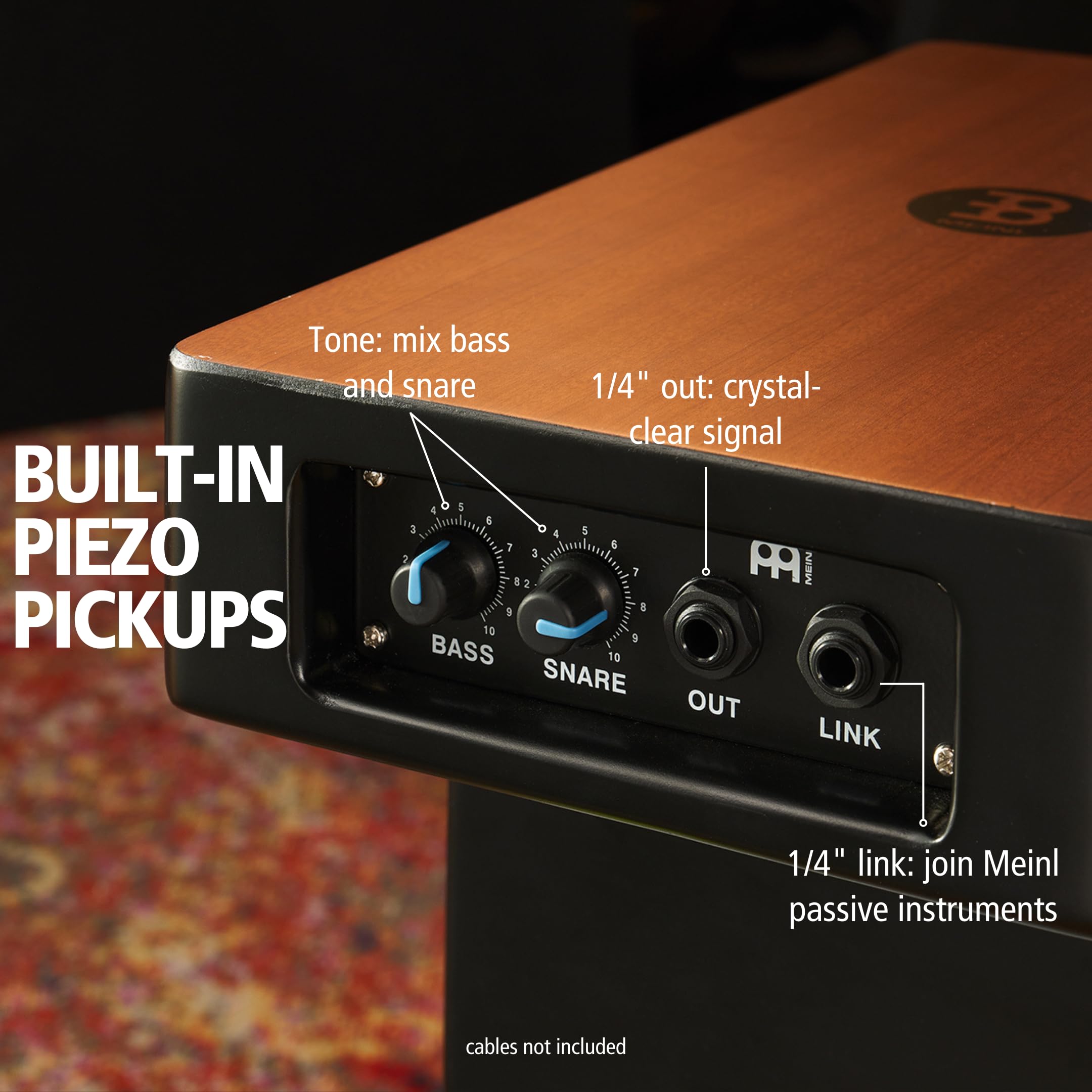 Meinl Pickup Slaptop Cajon Box Drum With Internal Snares And Forward Projecting Sound Ports   Not Made In China   Mahogany Playi