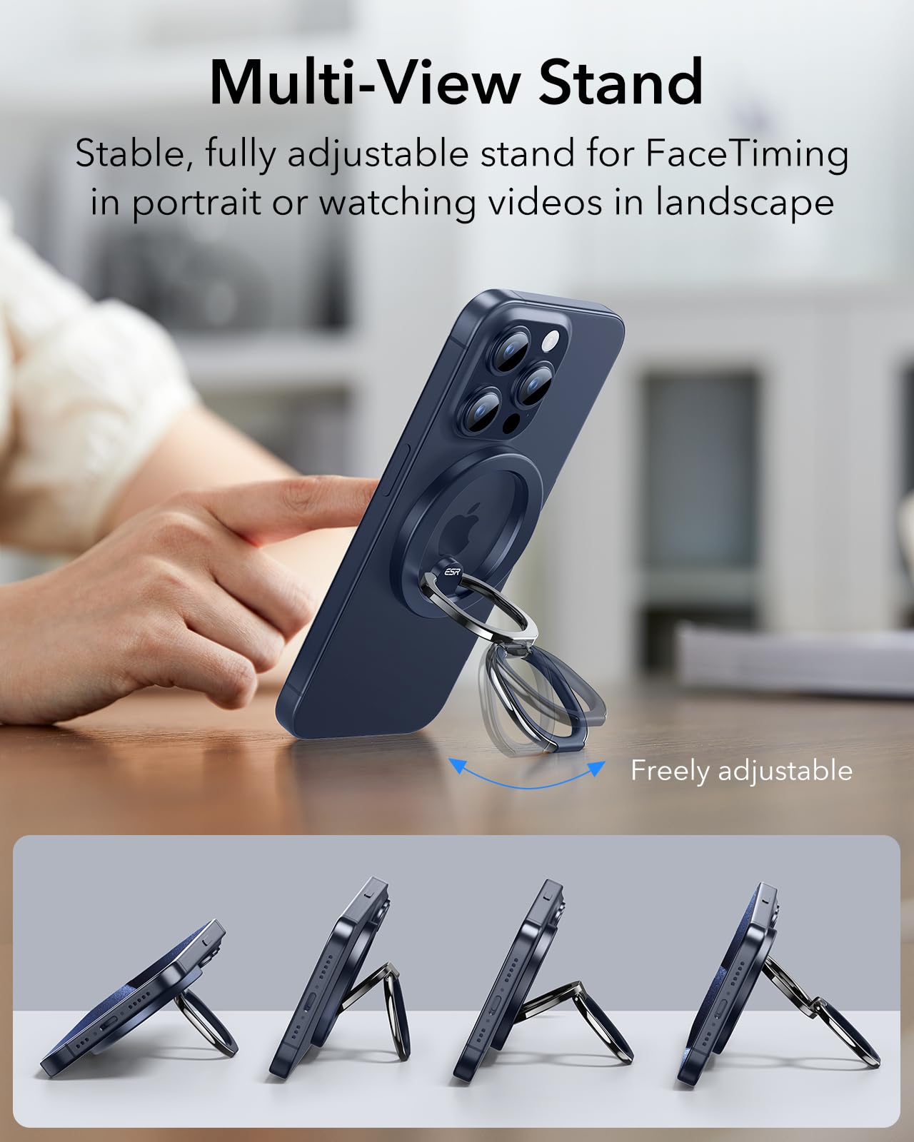 Esr Magnetic Phone Ring Holder (Halolock), Compatible With Magsafe Ring Holder, Magnetic Phone Grip With Adjustable Stand, Compa