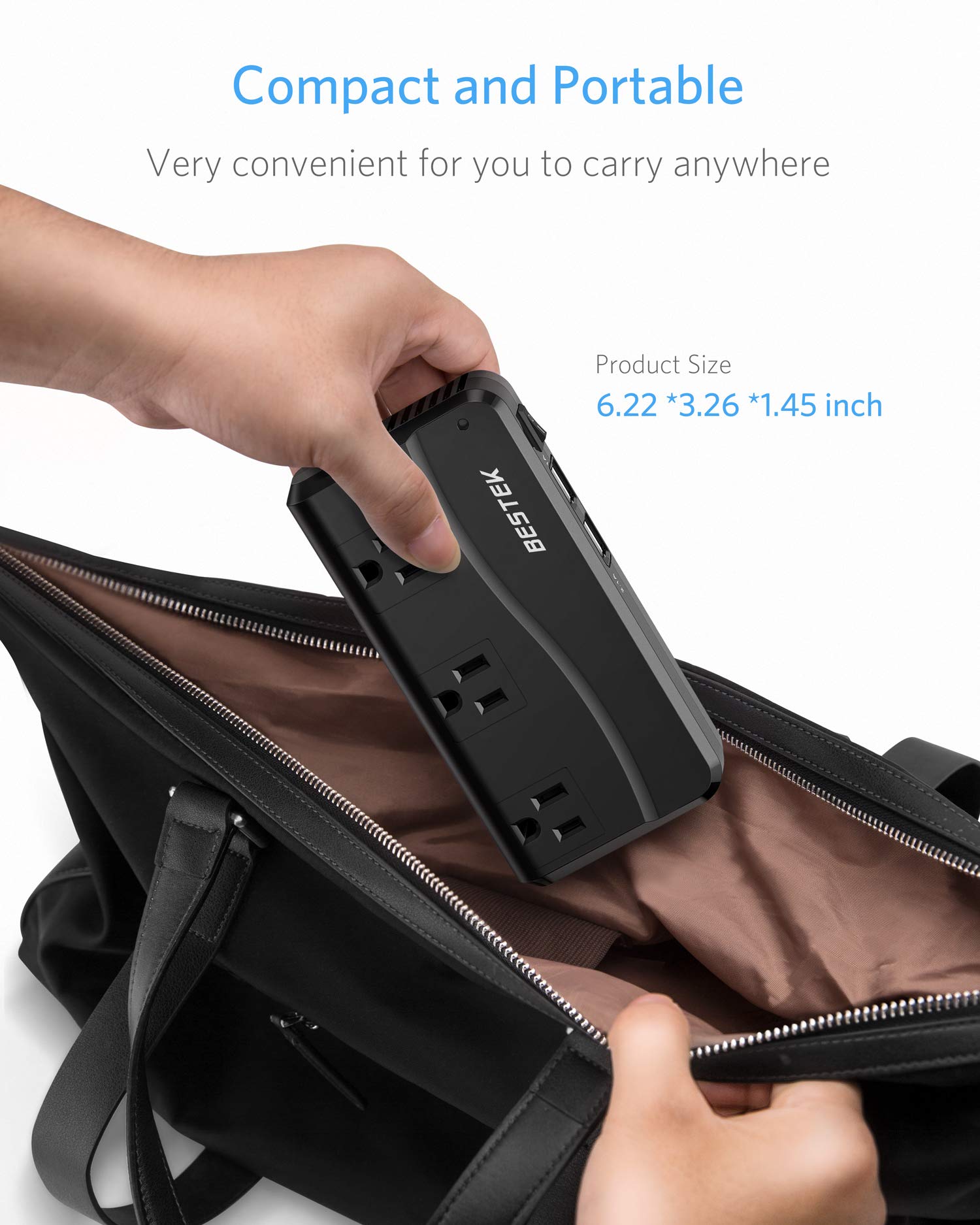 Bestek 200W Power Inverter Dc 12V To 110V Ac Inverter With 4.2A 4 Port Usb Car Adapter (Black)