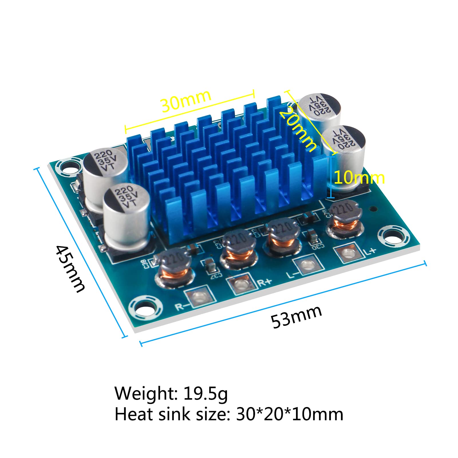 Qccan 4Pcs Tpa3110 Audio Amplifier Board, Tpa3110 Xh A232 30W+30W 2.0 Channel Digital Stereo Audio Power Amplifier Board 8 26V 3