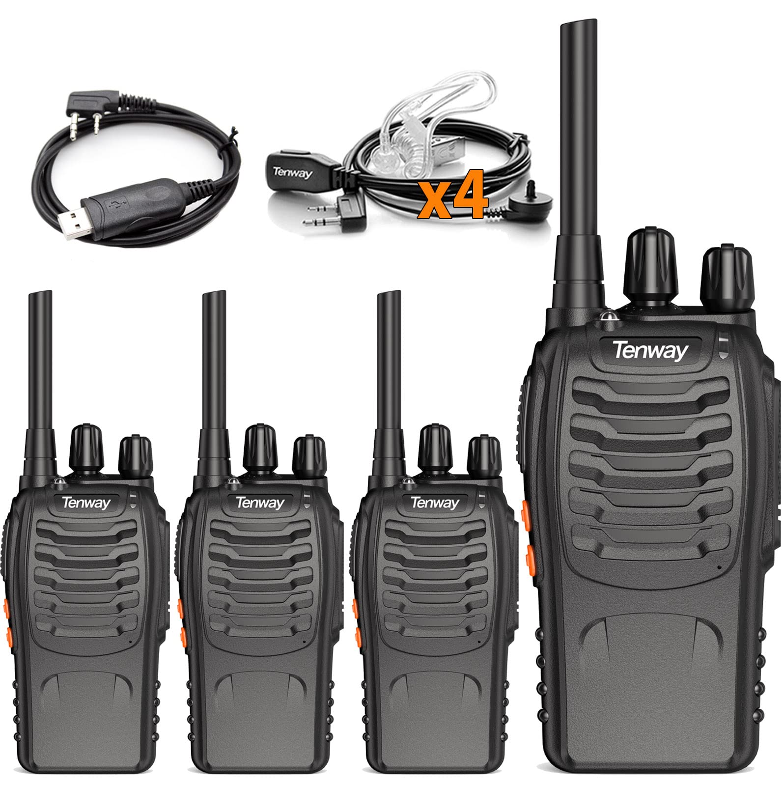 Walkie Talkies For Adults 16 Frs Channels Free Licence Long Range Rechargeable Family Two Way Radio With Security Mic Earpiece A