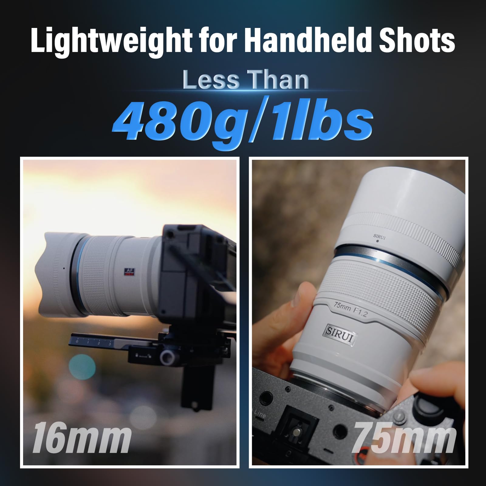 Sirui Sniper 16Mm, 75Mm Autofocus Lens Set, F1.2 Wide Angle Aps C Camera Lens For A5, A6, Fx30, Zv E10 (E Mount, White)