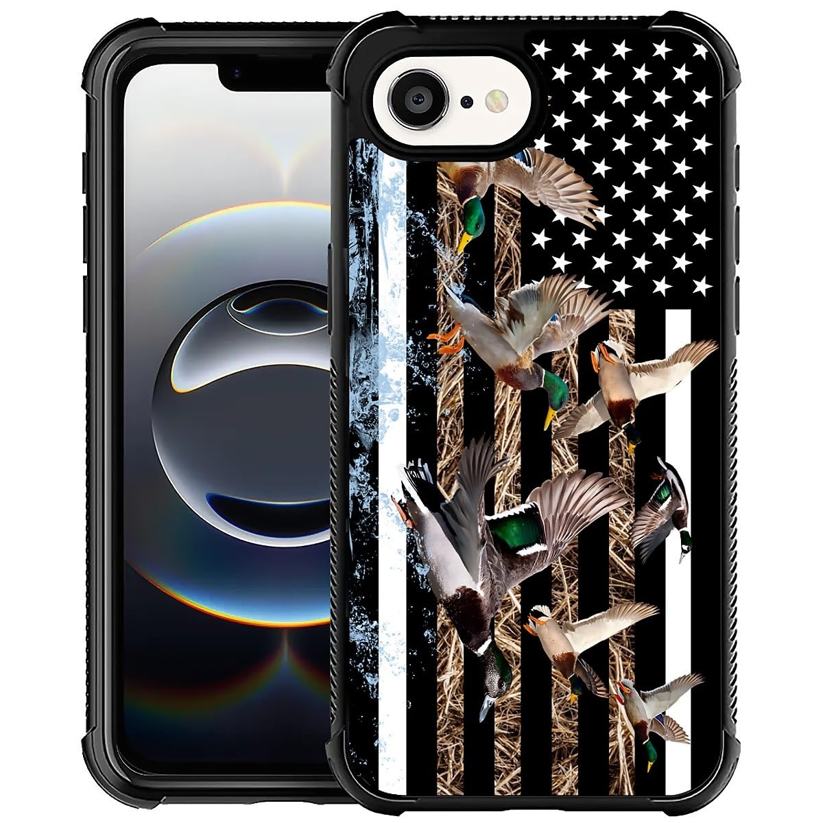 Deaorew for iPhone 16E Case | Classic Slim Cover Design | Ducks Hunting American Flag