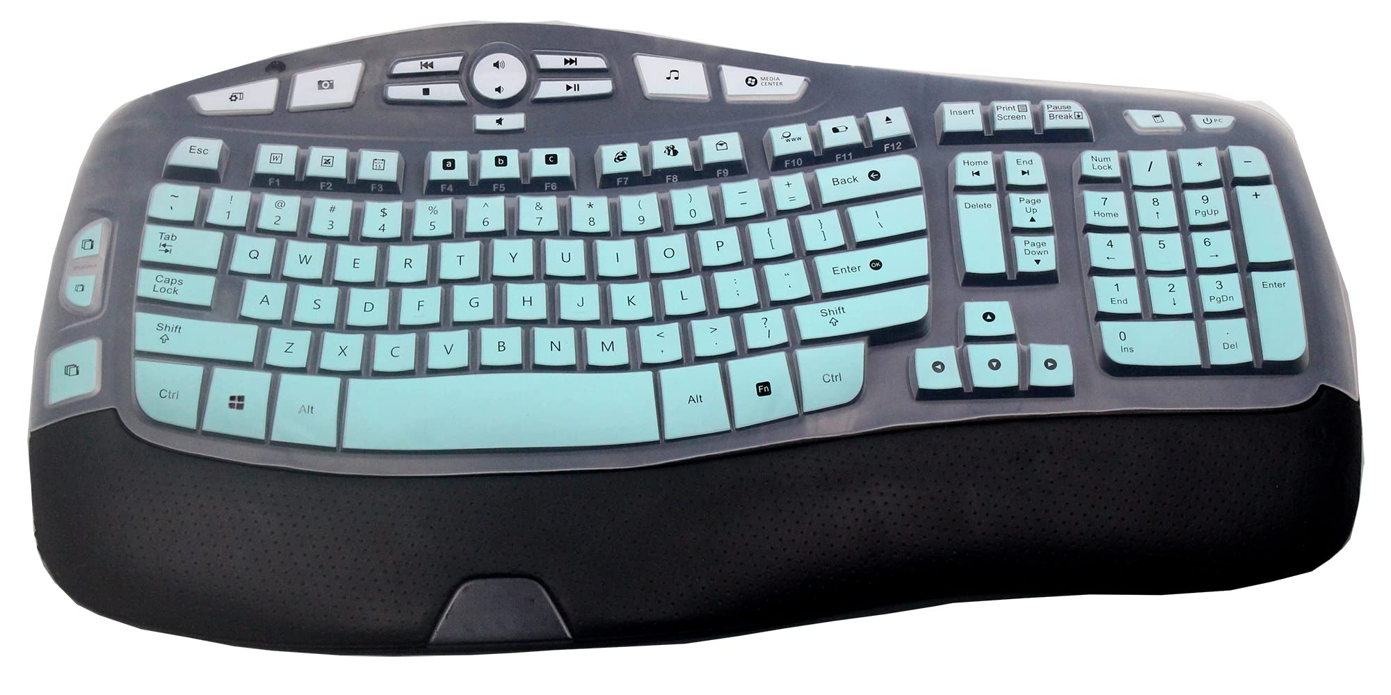 Dust Proof Silicone Keyboard Protector Skin Cover Compatible With Logitech K350 Mk550 Mk570 Wireless Wave Keyboard (Mint Ombre)