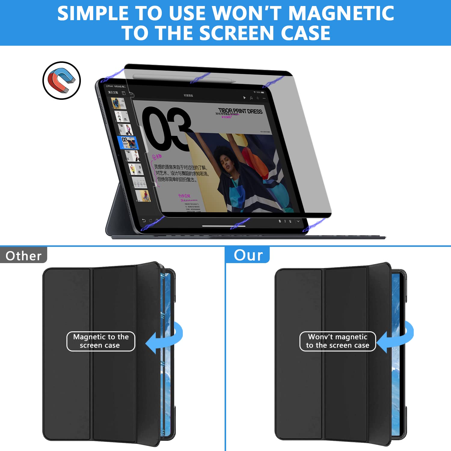 Magnetic Ipad Pro 12.9 Screen Protector M1(2021&2020&2018), Removable&Reusable Privacy Filter 12.9 Inch Ipad Pro Screen Protecto