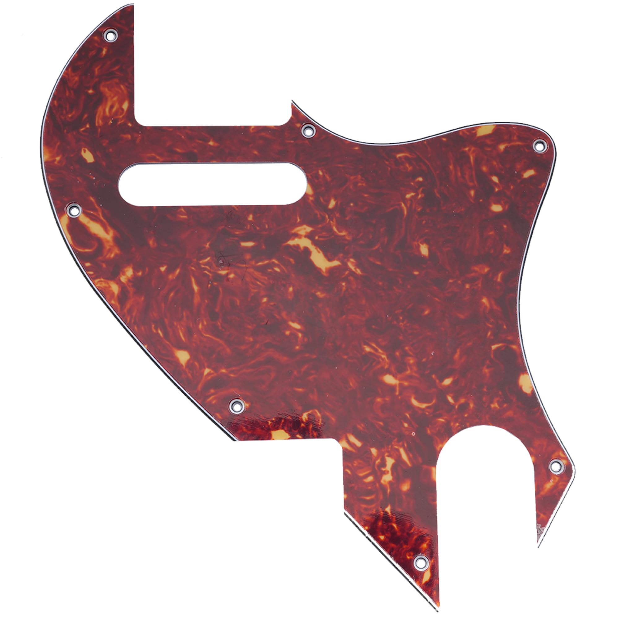 Musiclily Pro 7 Holes Guitar Pickguard For Fender F Hole Hybrid Tele Style Electric Guitar, 4Ply Vintage Tortoise