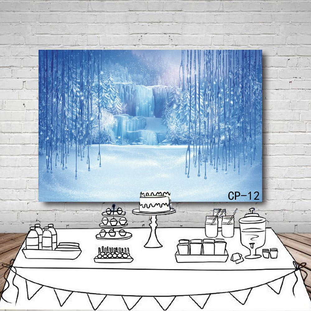 Lywygg 7X5Ft Ice And Snow White World Photography Backdrops Background Christmas Winter Snow Ice Crystal Pendant World For Child