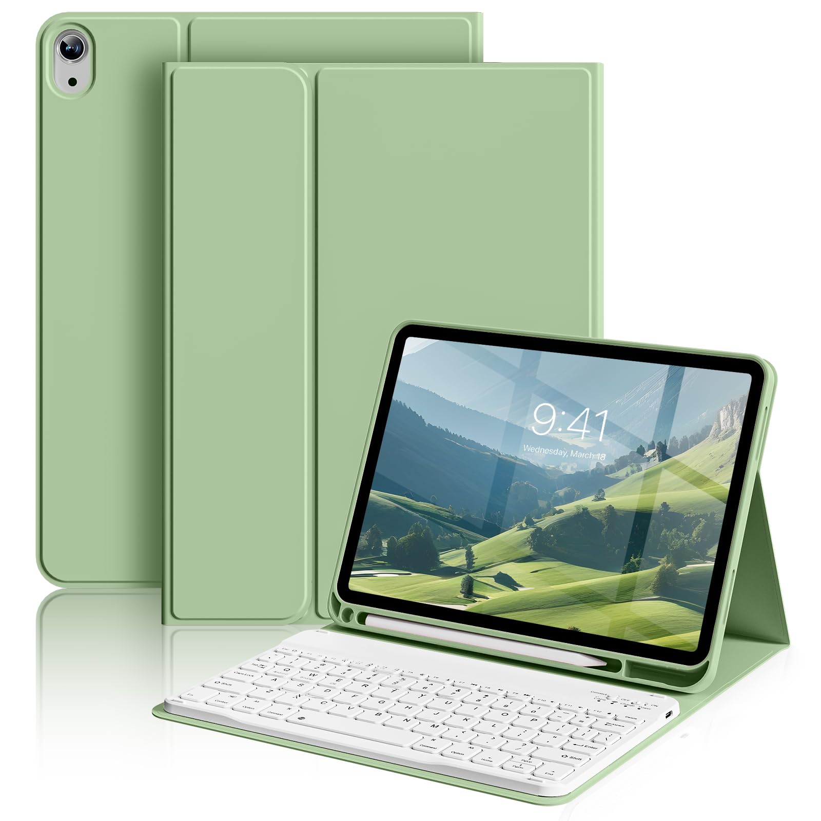 Aoub Keyboard Case For Ipad 10Th Generation 10.9 Inch, Stand Folio Detachable Wireless Bluetooth Rechargeable Keyboard Soft Tpu