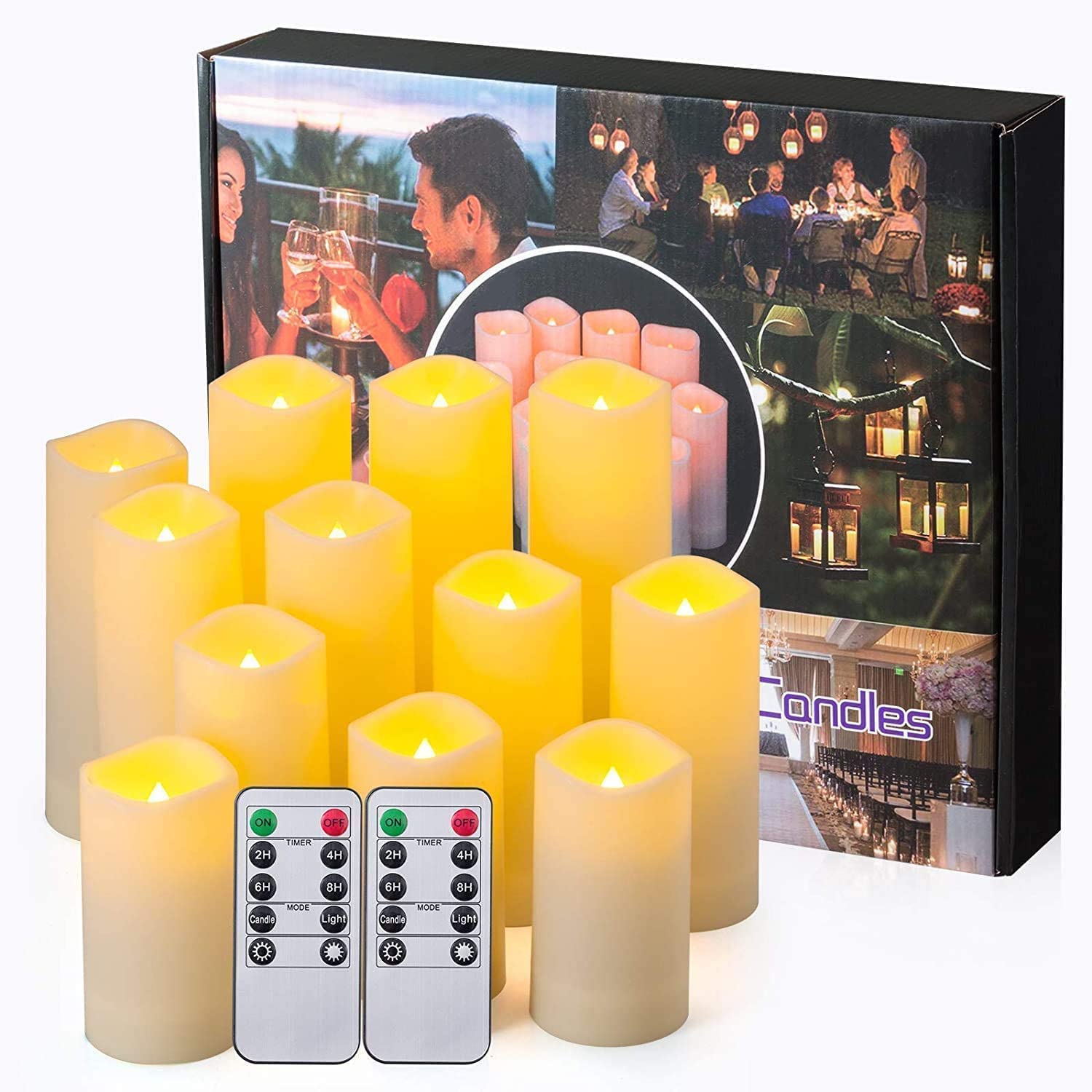 Aamdkcyu Flameless Candles With Remote & 2/4/6/8H Timers, Outdoor Indoor Waterproof Remote Candles Battery Operated, Electric Le