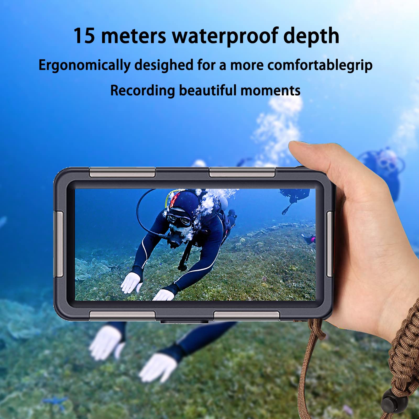 Professional Waterproof Diving Case For Snorkeling, 15M/50Ft Underwater Photo & Video Protective Housings With Lanyard For Iphon
