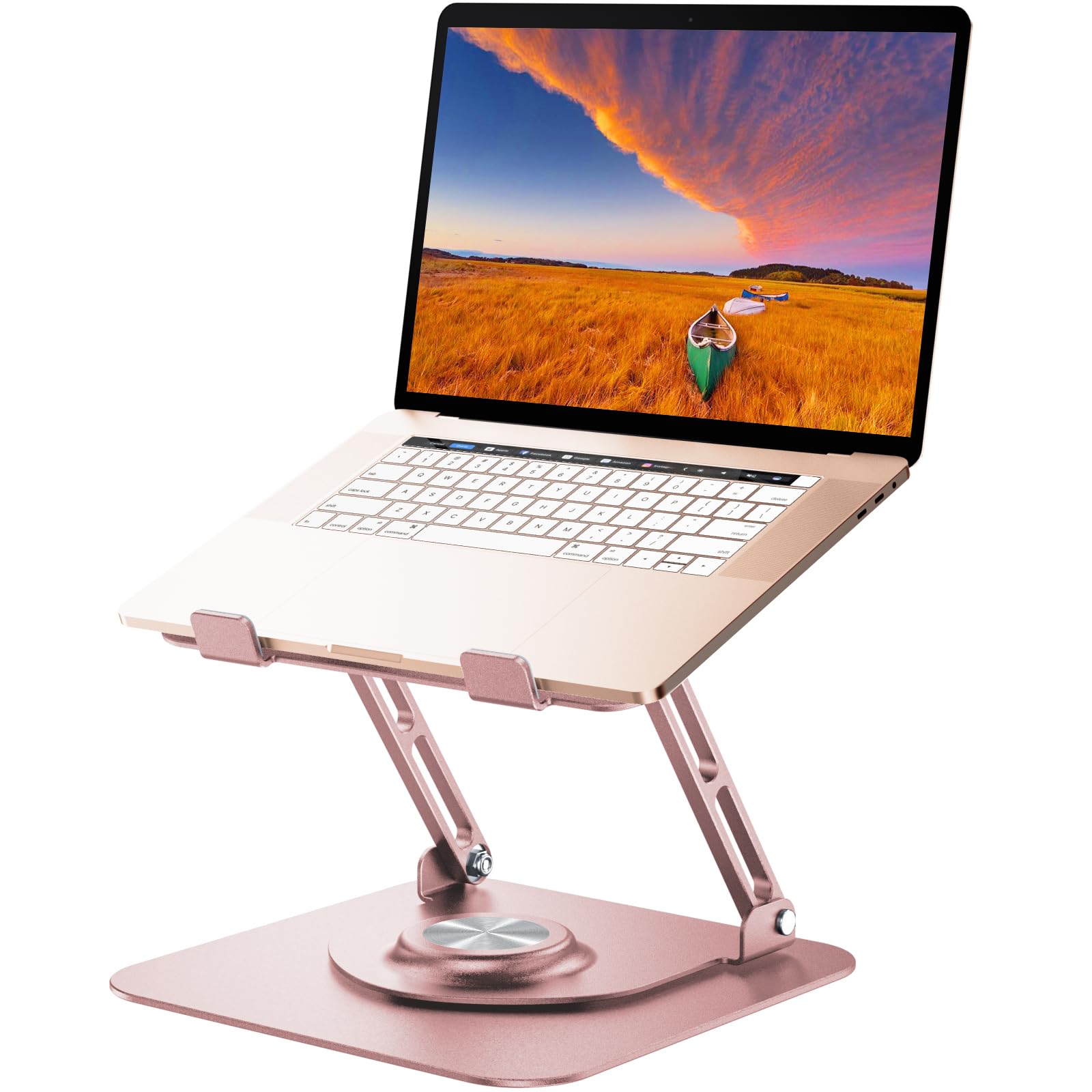 Joyeky Laptop Stand For Desk, Adjustable Computer Stand With 360 Rotating Base, Ergonomic Laptop Riser For Collaborative Work, F