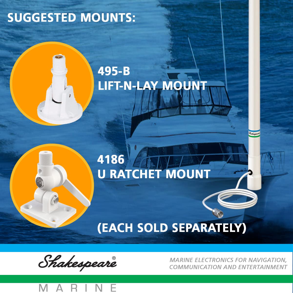 Shakespeare 5206 N White 8' Marine Antenna