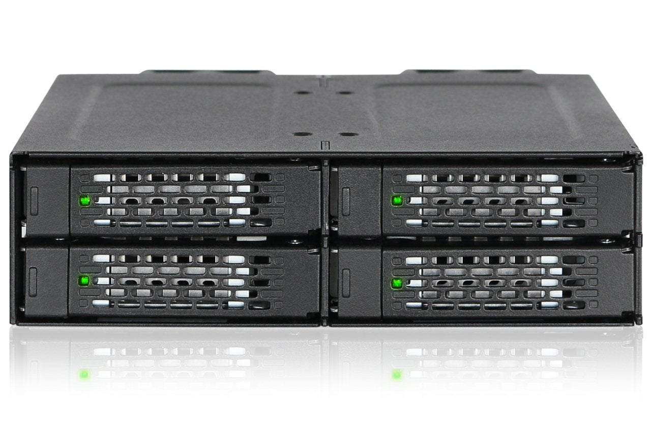 ICY DOCK 4 Bay 2.5 NVMe U.2/U.3 SSD PCIe 4.0 Rugged Mobile Rack Enclosure for 5.25' Bay (4 x Mini SAS HD) | ToughArmor MB699VP B