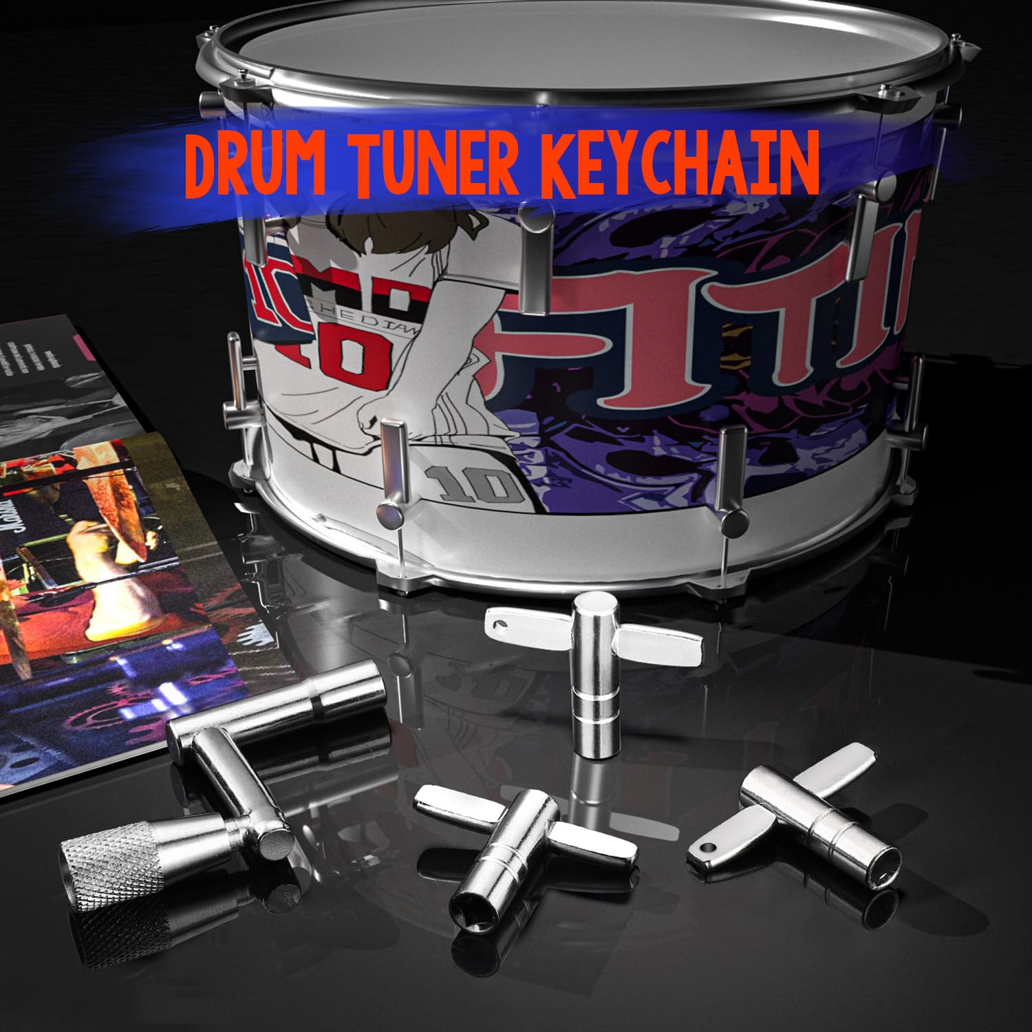 Facmogu Drum Keys, 3 Pack Drum Tuning Key With Continuous Standard Motion Speed Key, Universal Drum Key Keychain Tuner Percussion Hardware Tool, Sturdy Drum Key Turner Fit For Drum Kit Drum Key Set