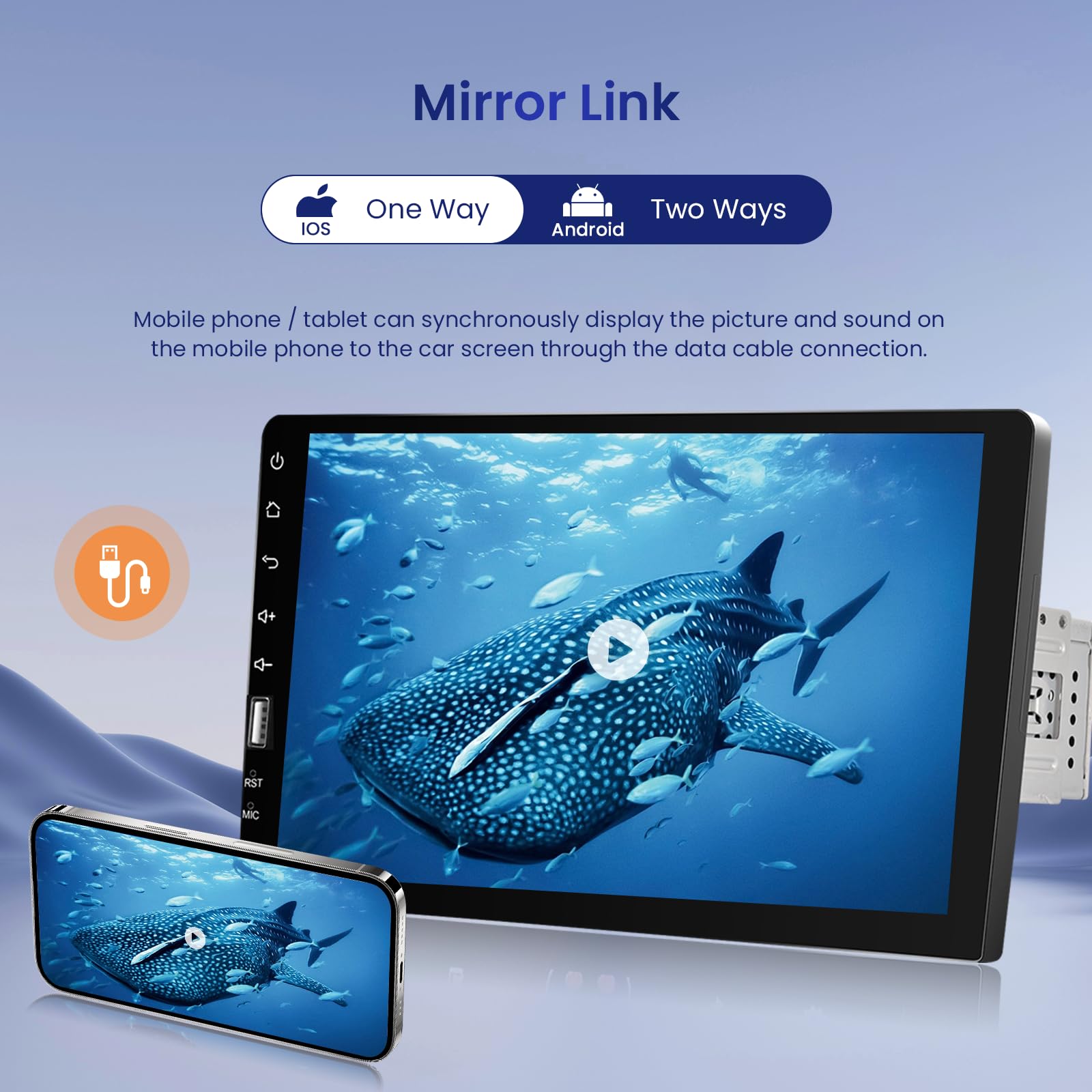 Car Stereo Single Din Carplay Android Auto, Hodozzy 9 Inch Touchscreen Car Radio With Bluetooth Fm Am Audio, Ios/Android Mirror