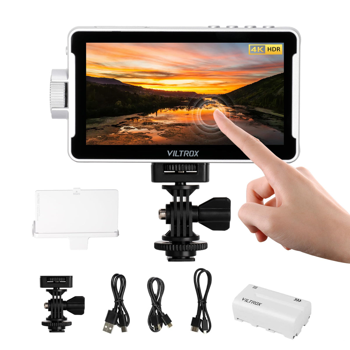 Viltrox Dc V1 Touchscreen Camera Video Monitor, 5.5 Inch 4K Hdmi In/Out Video Field Monitor Kit With Sunshade Hood, Support Batt