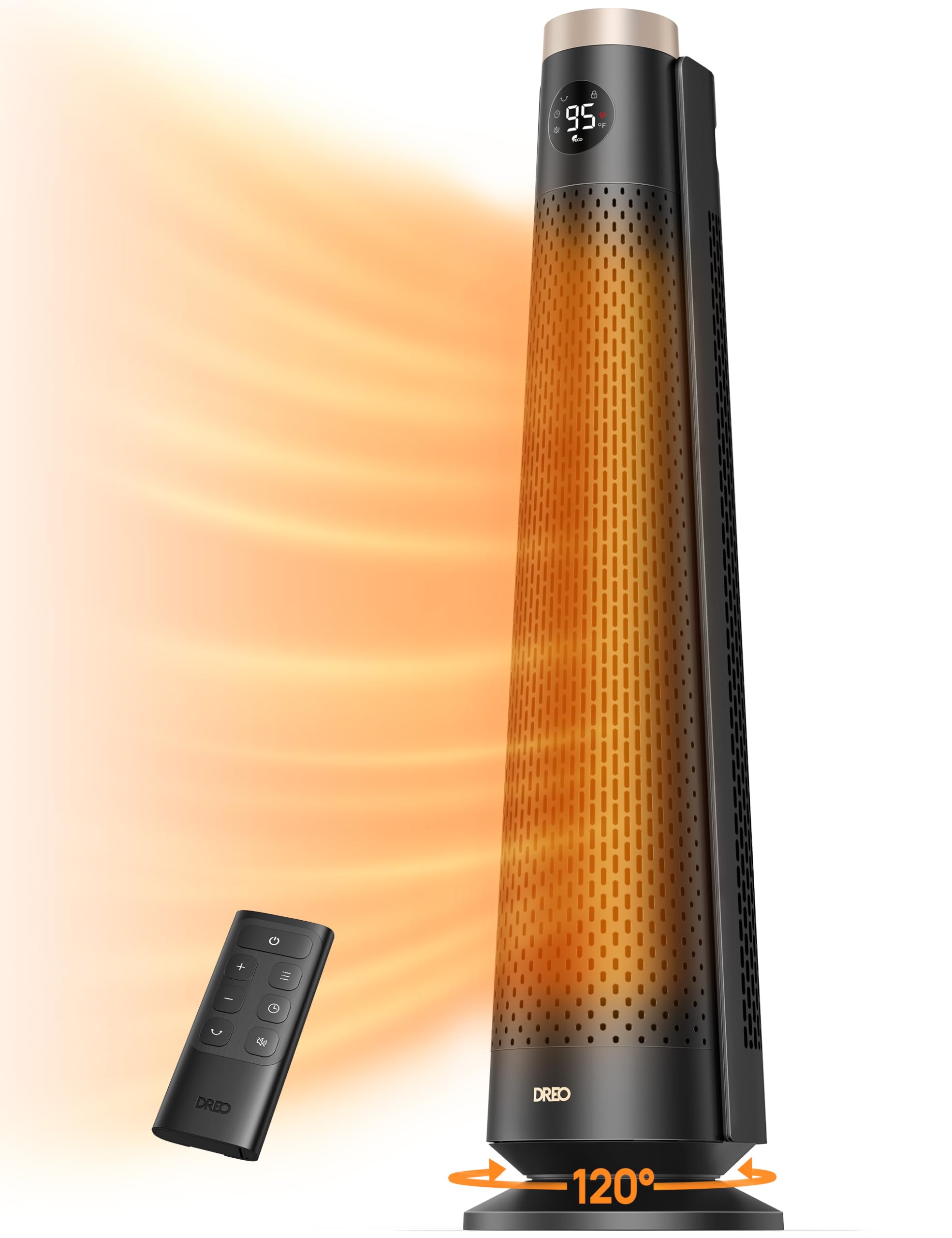 Dreo Space Heater Indoor, 30 Electric Heaters with Remote, 120 Oscillation, Adjustable Thermostat, 5 Heat & 3 Fan levels, 8 Safe