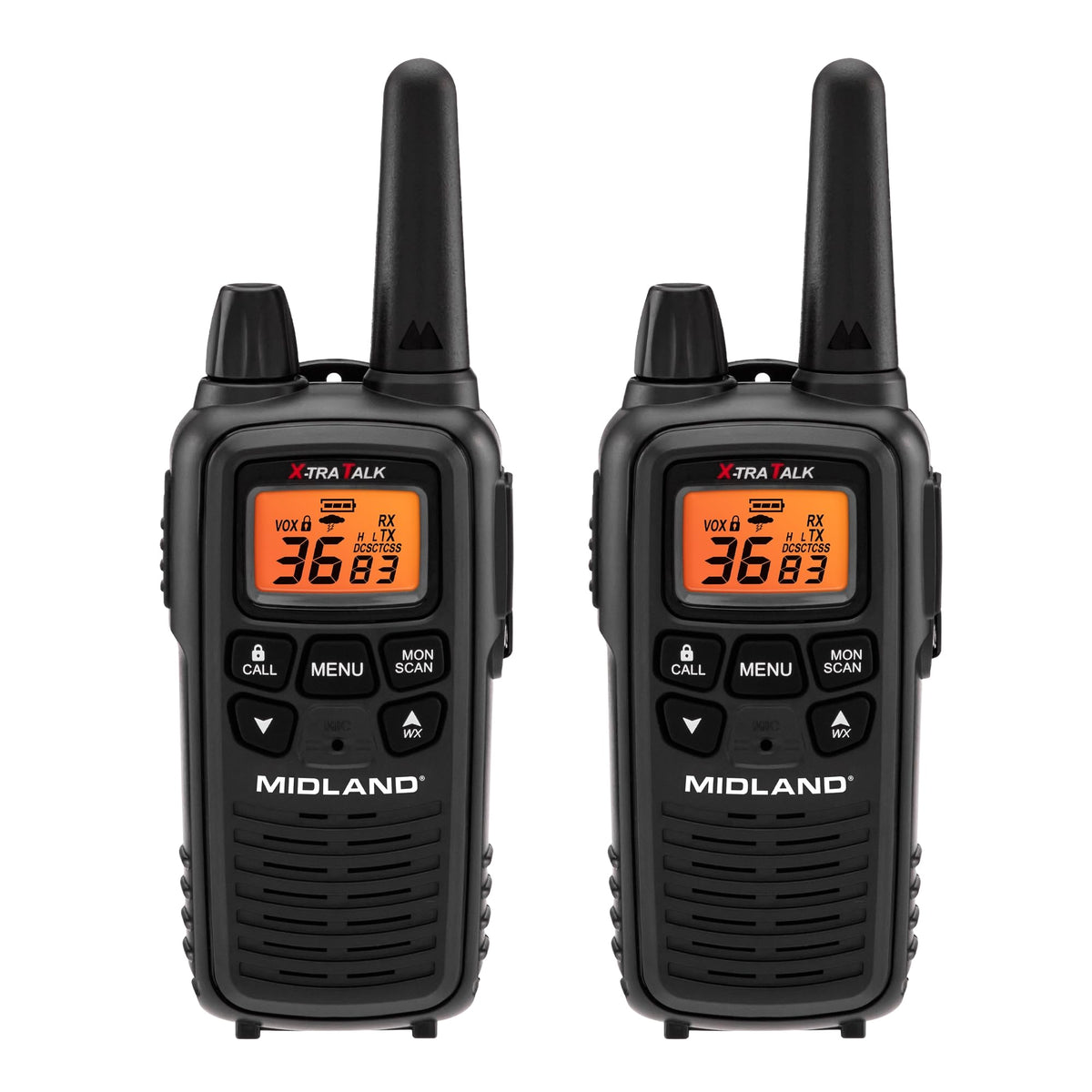 Midland Lxt600Bb Frs Walkie Talkie Set   Long Range Two Way Radio With Noaa Weather Alert Technology, 36 Channels, And Silent Operation (Black, 2 Radio Set)