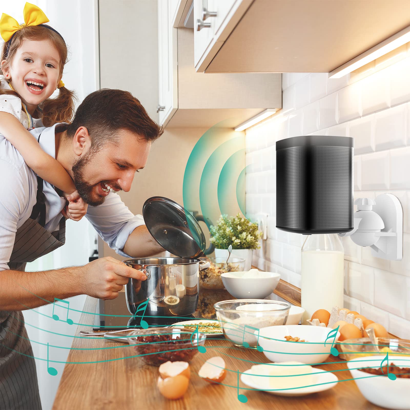 WALI Speaker Wall Mounts, Bookshelf Speaker Wall Mount Brackets, Surround Sound Speaker Mounts, Hold up to 7.7 lbs, (SWM202 W), 2 Pack, White