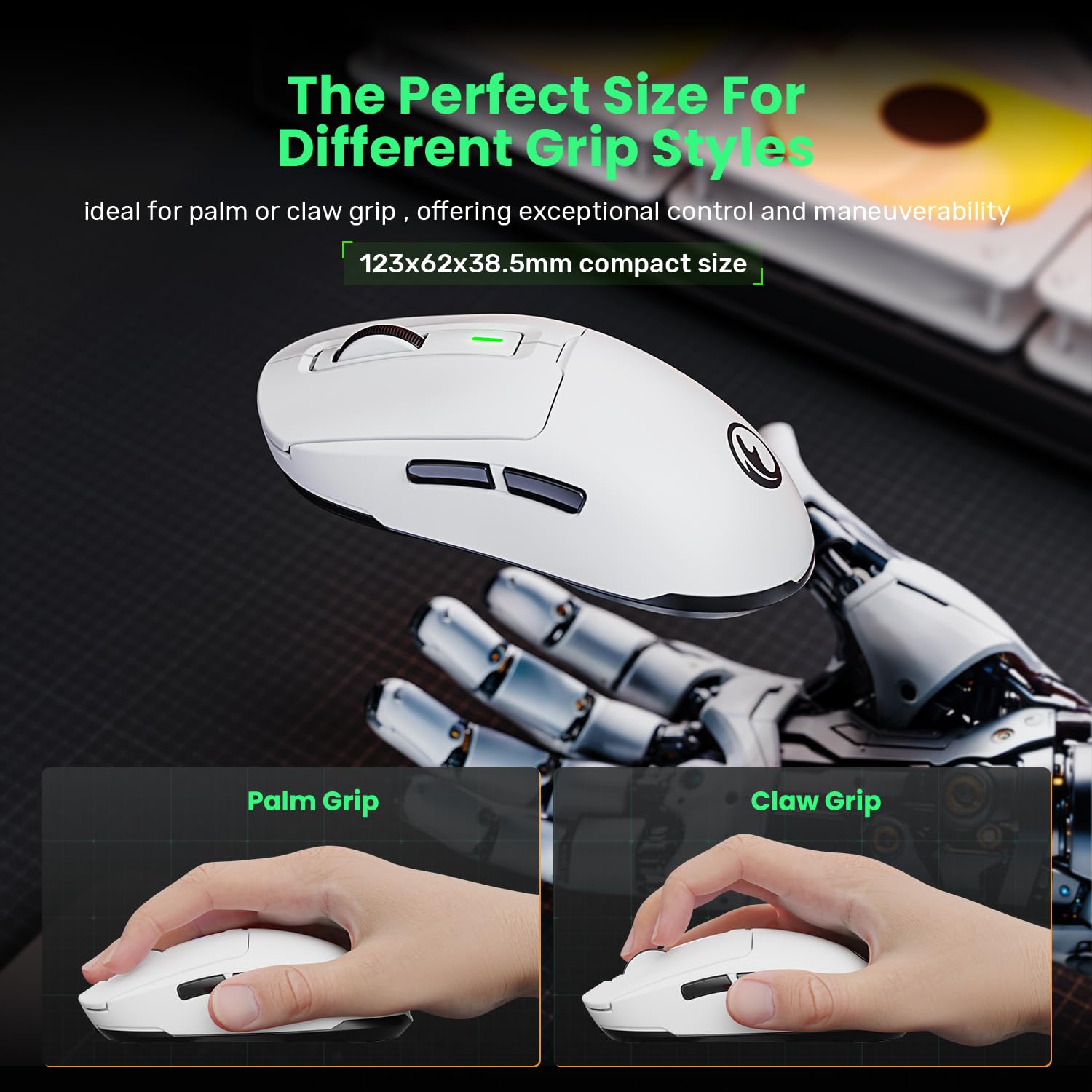 Ifyoo G59 2.4G/Bt/Wired Wireless Gaming Mouse, Rechargeable Usb Type-C Wireless Game Mouse, 6 Adjustable Dpi, Max 8000 Dpi, 60G