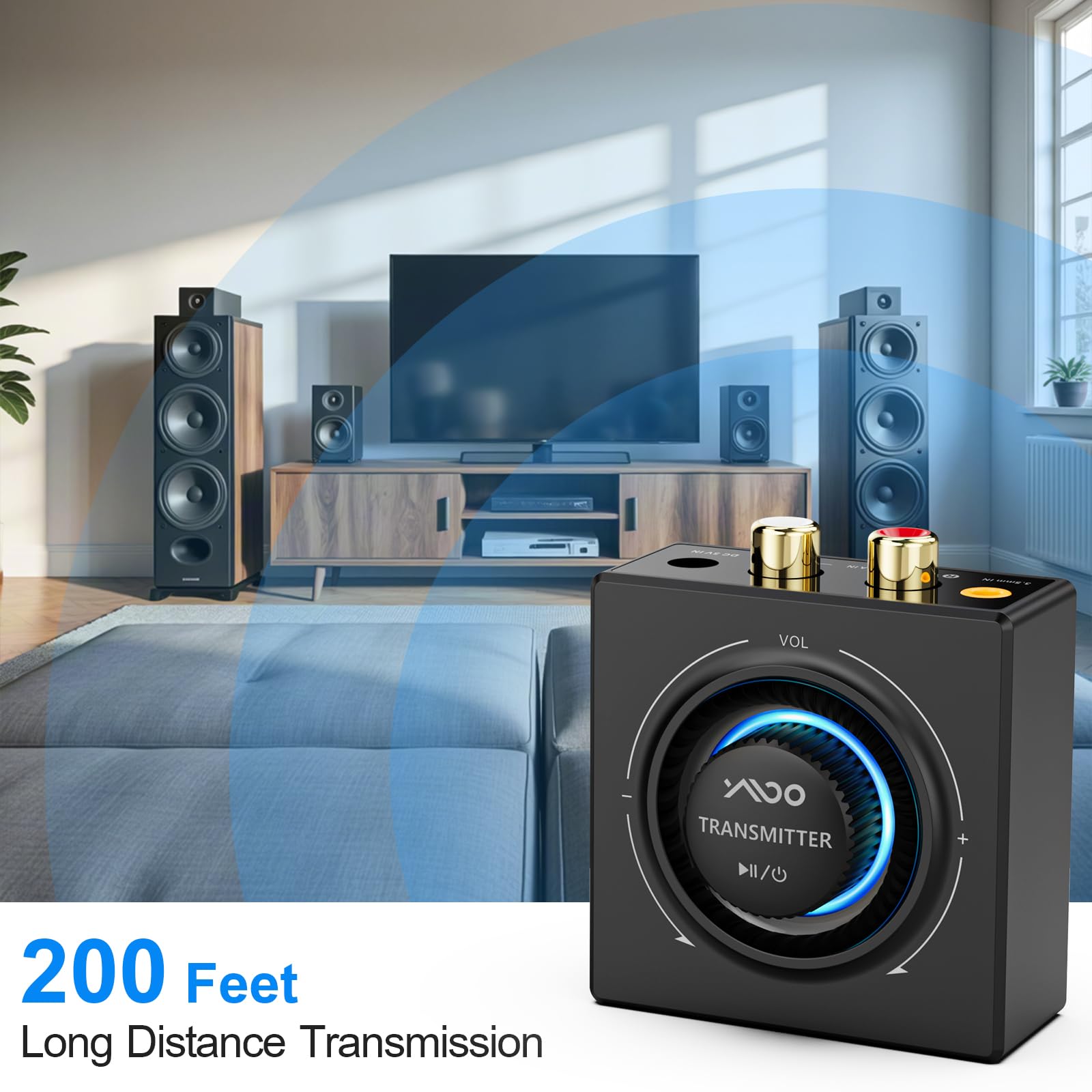 Ymoo 2.4Ghz Wireless Audio Transmitter And Receiver For Tv, 25Ms Low Latency, 200Ft Long Range, Wireless Audio Adapter Kit With