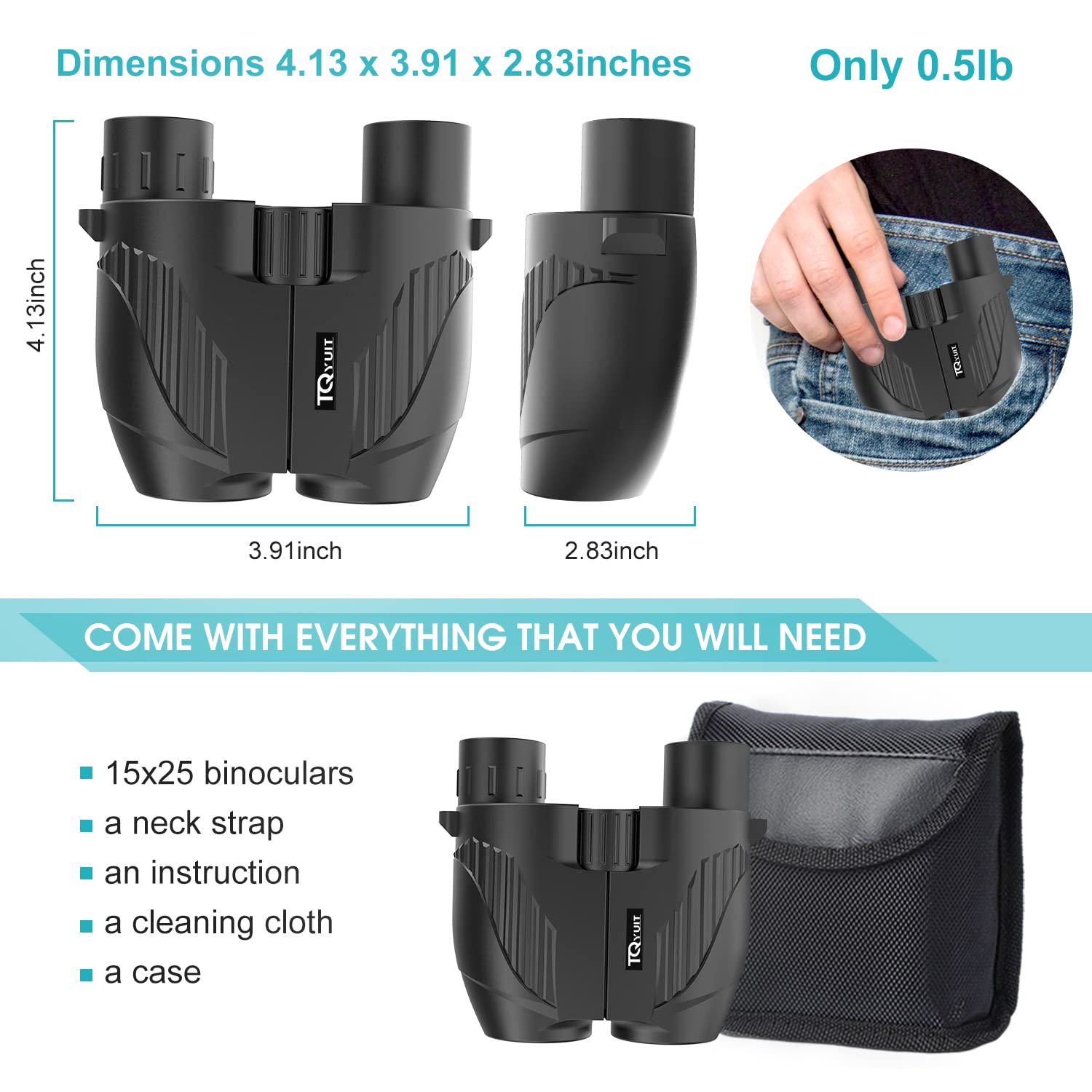 Binoculars 15X25 For Adults And Kids, High Power Easy Focus Binoculars With Low Light Vision, Compact Binoculars For Bird Watchi