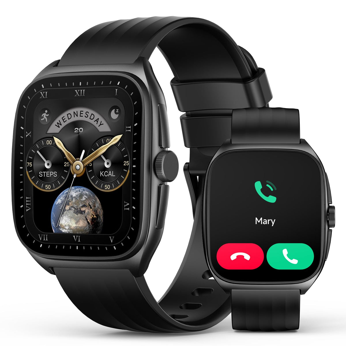 Souyie Smart Watch With Sos, 1.85 '' Amoled Display Fitness Tracker, Heart Rate Blood Oxygen Sleep Monitor For Men Women, Ip68 W