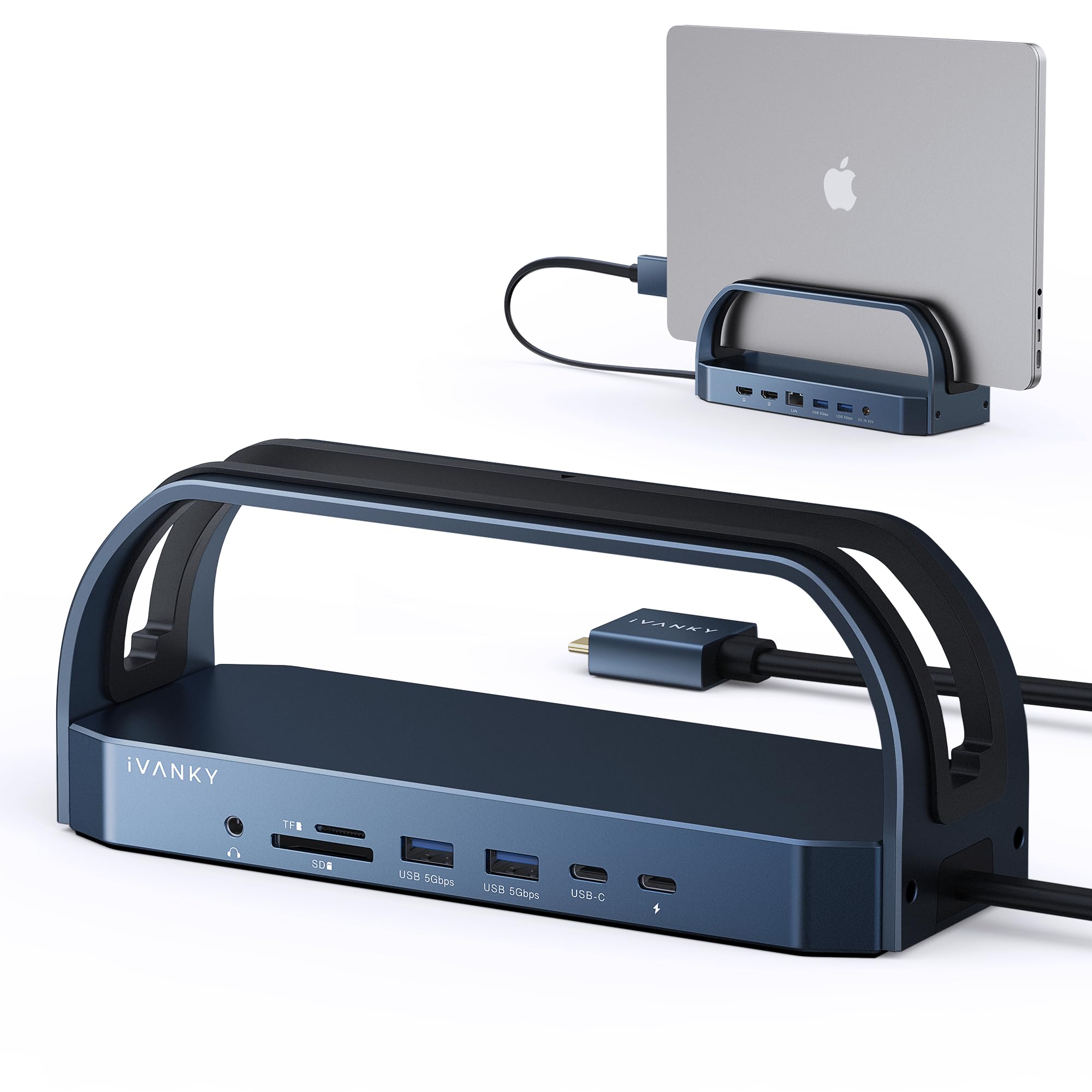 Ivanky 12 In 2 Fusiondock 2 Vertical Docking Station Stand For Macbook Pro With 150W Power Adapter, Dual 4K@60Hz Monitor Dock Fo