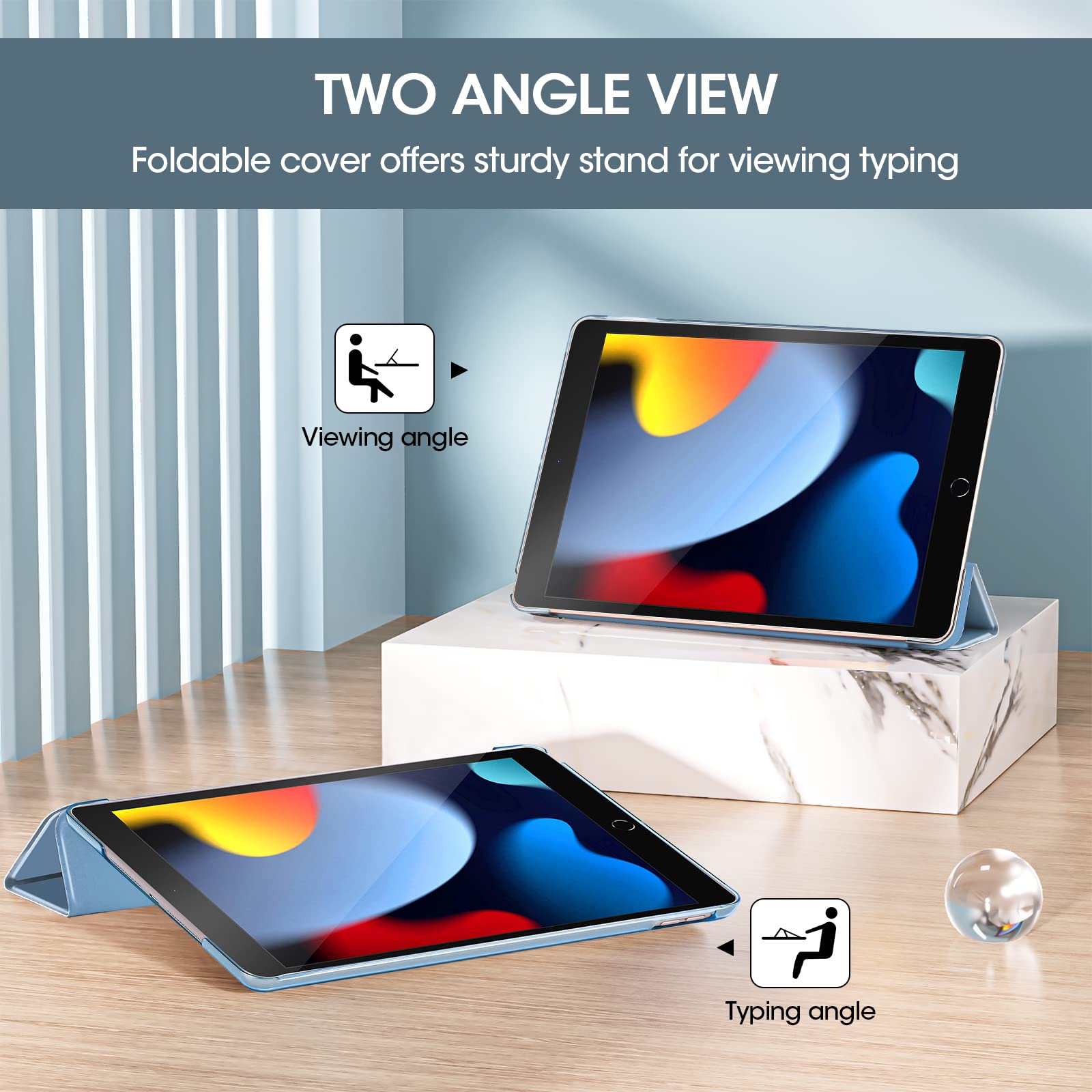 Procase For Ipad 9Th Generation 2021/ Ipad 8Th Generation 2020/ Ipad 7Th Generation 2019 Case, 10.2 Ipad Case Ipad Cover 9Th Generation  Skyblue