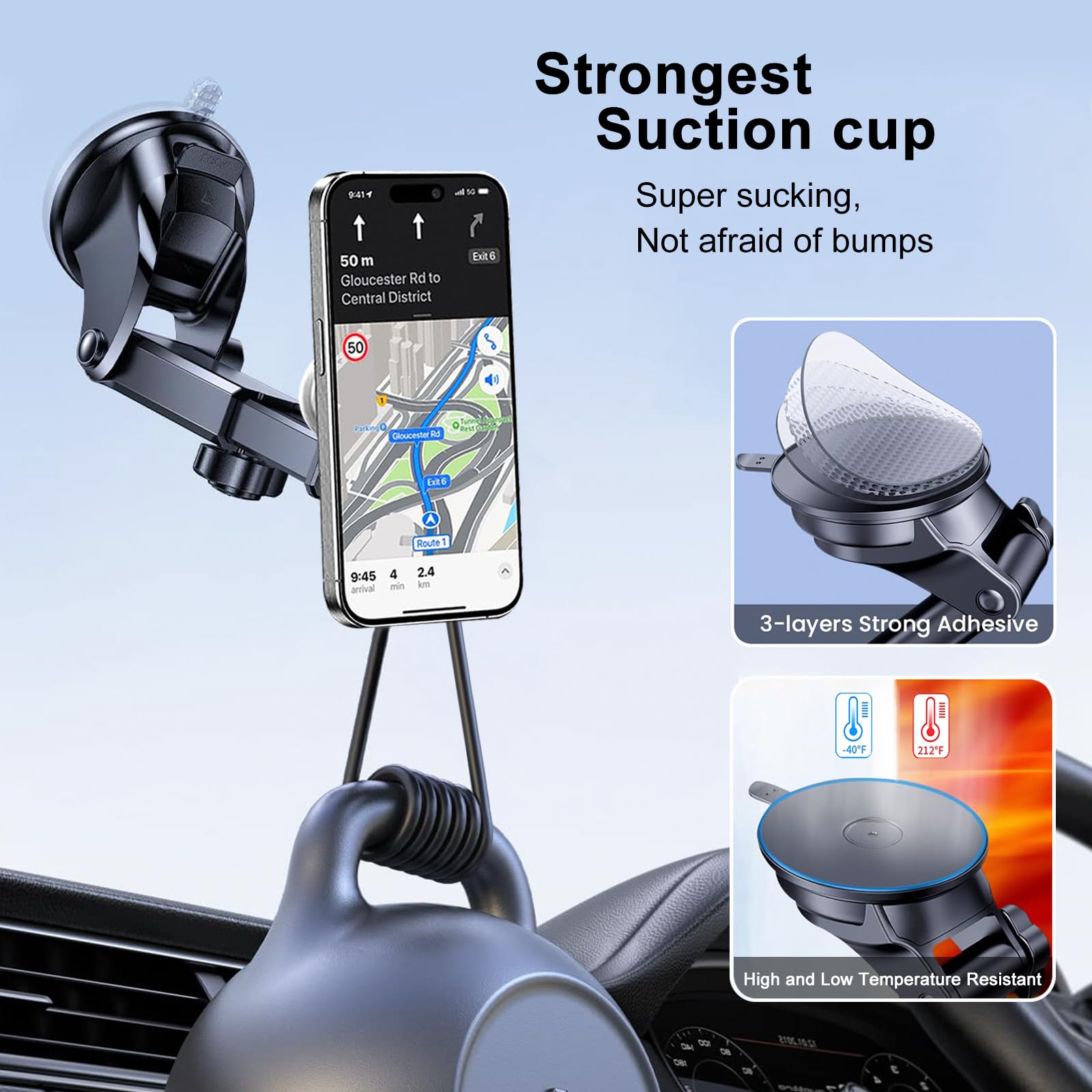Jctriway Car Mount For Pop Socket, Dashboard Windshield Car Phone Holder Compatible With Popsocket, Powerful Suction Cup Car Pho
