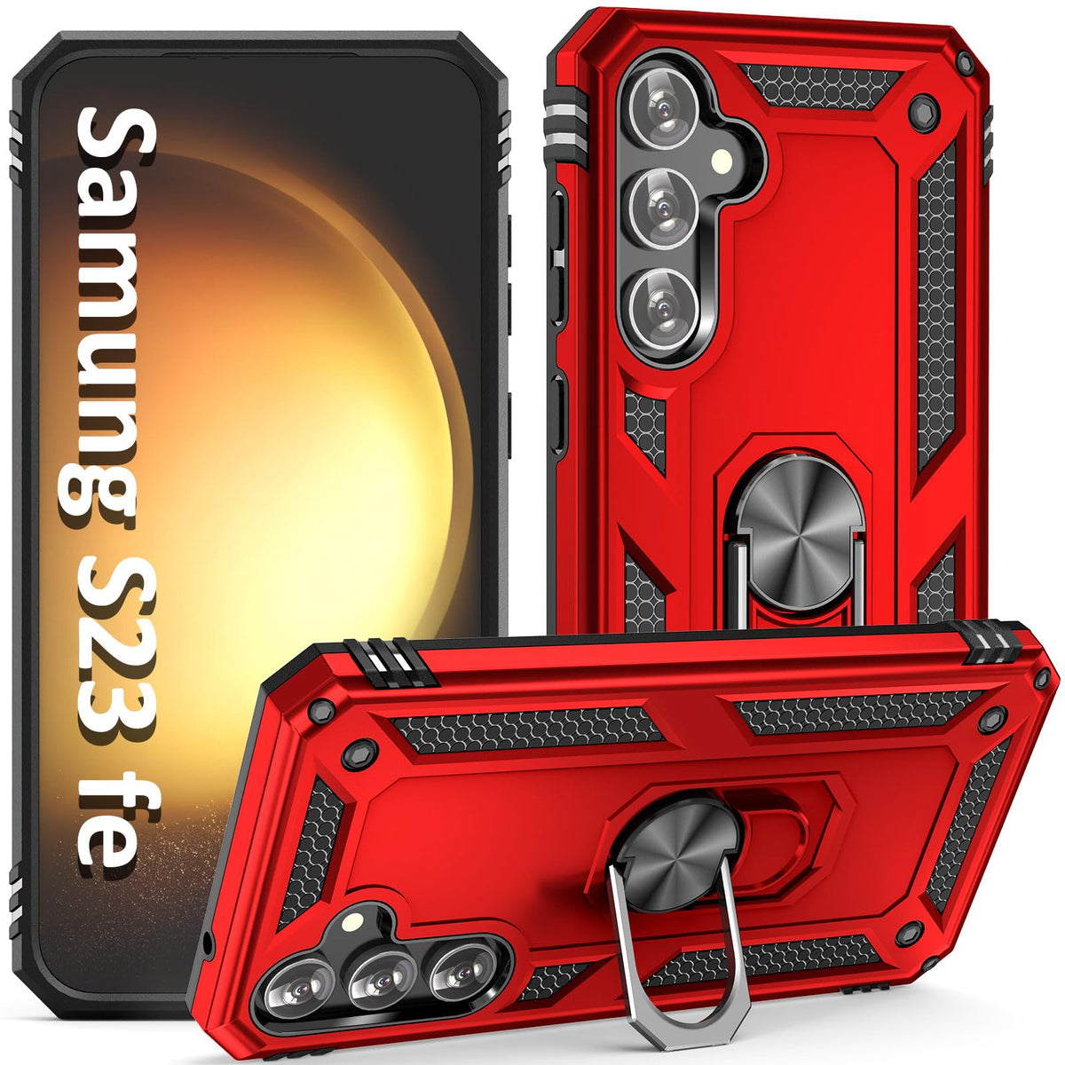 Addit Phone Case For Samsung S23 Fe Case Samsung Galaxy S23 Fe Phone Case, Military Grade, Heavy Duty, With Ring Holder Stand, S