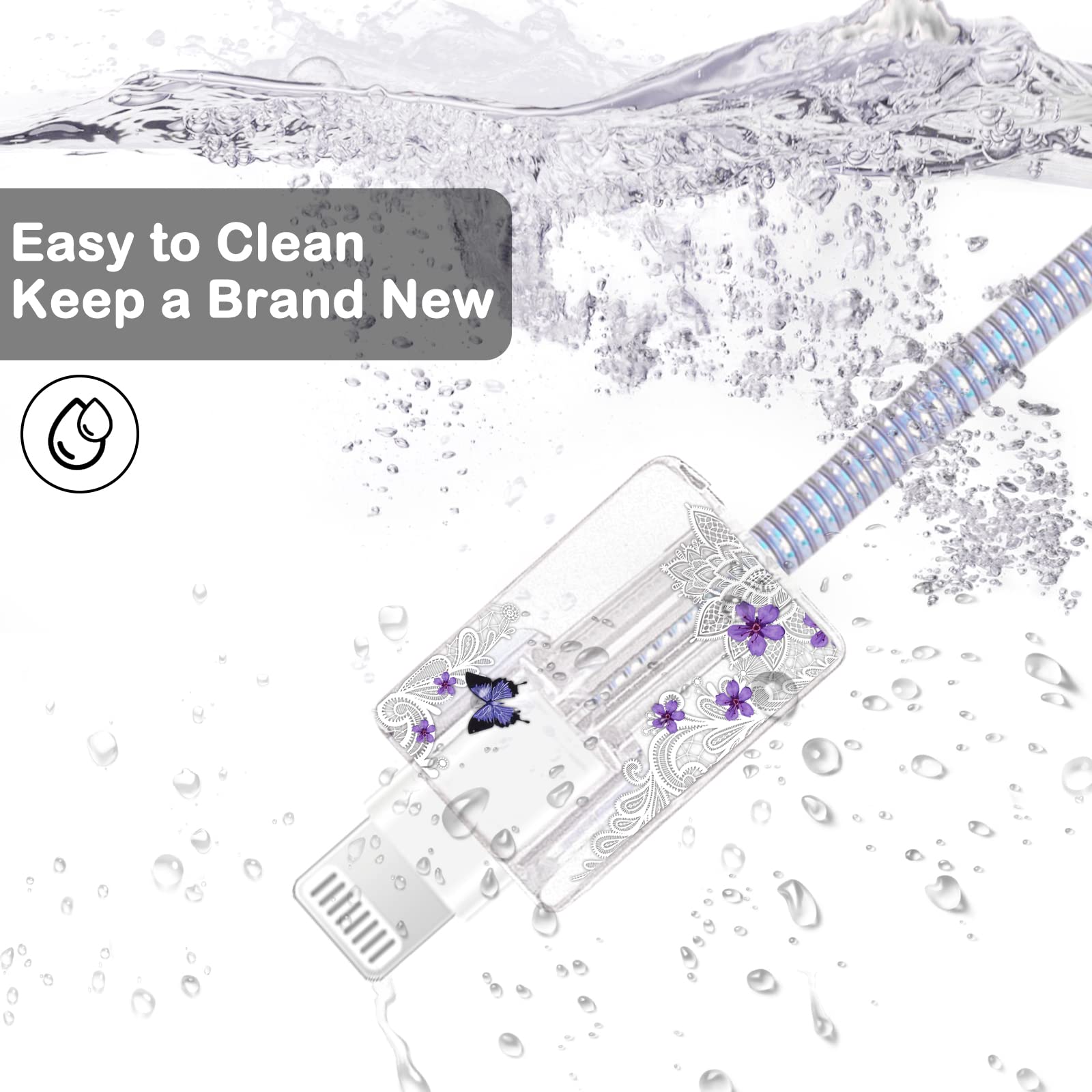 Cute Diy Protectors Cable Protector For Iphone Charger,Elegant White Lace Pattern,Data Cable Usb Charger Data Line Earphone Wire