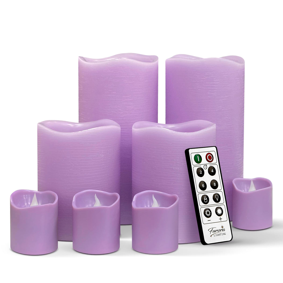 Furora Lighting Purple Flameless Candles - Real Wax, Adjustable Bright ...