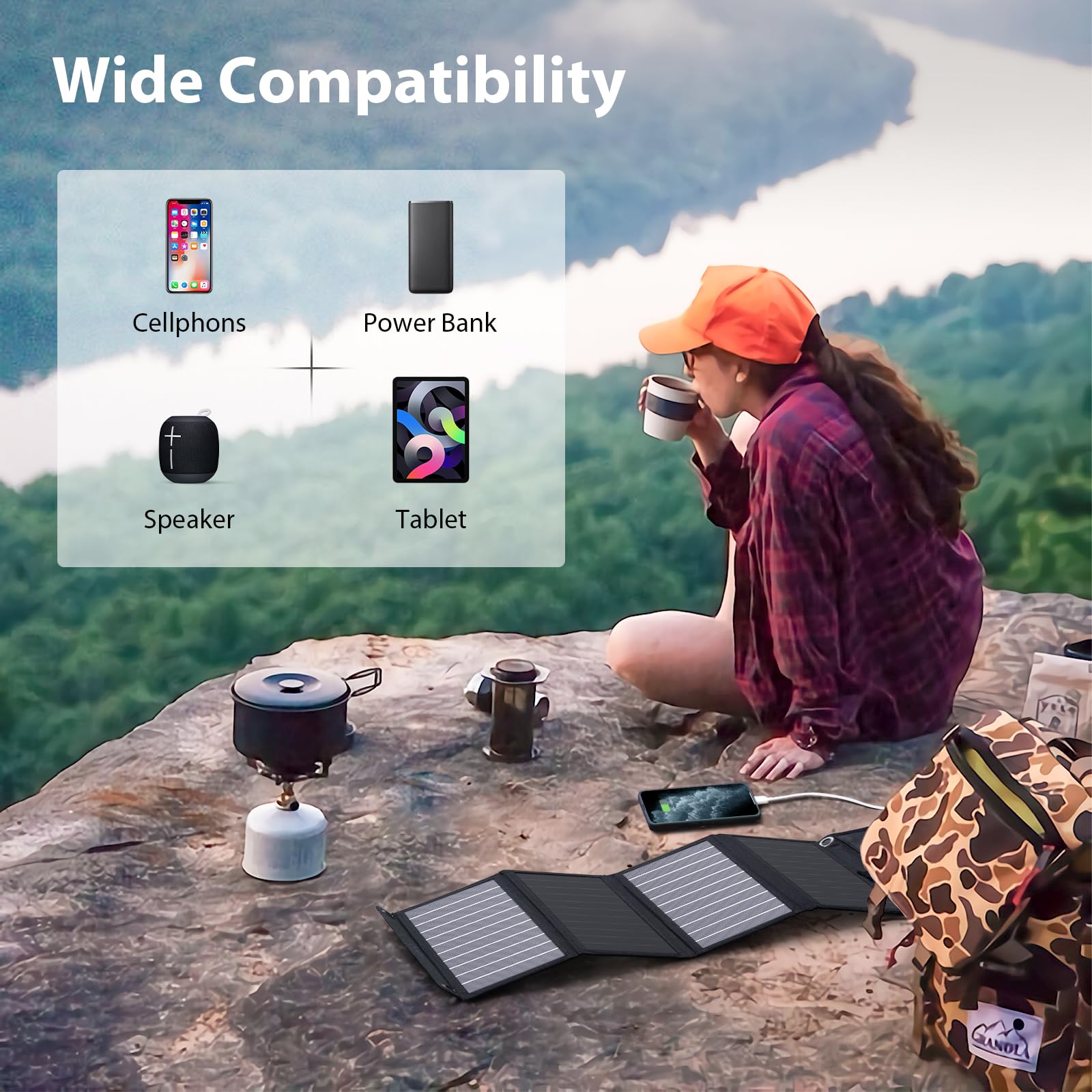 [Upgraded] Bigblue 3 Usb Ports 28W Solar Charger(5V/4.8A Max), Portable Sunpower Solar Panel For Camping, Ipx4 Waterproof, Compa