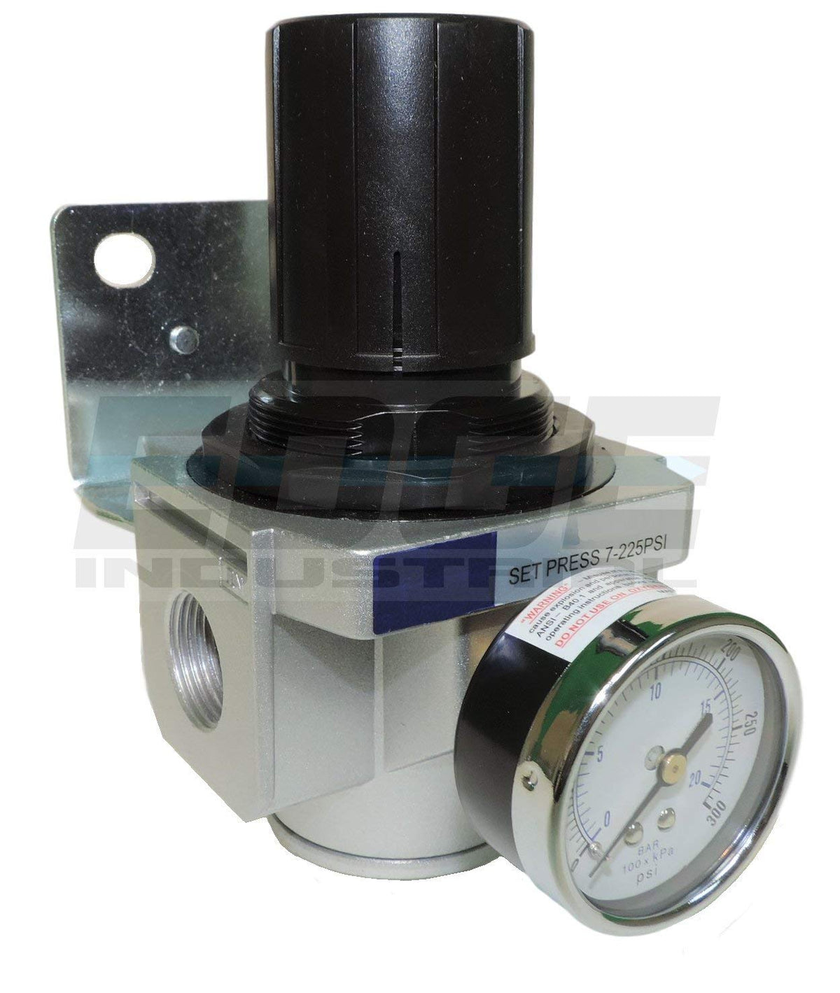 Heavy Duty In Line Compressed Air Pressure Regulator For Air Compressor, 7 To 215 Psi Adjustable, High Flow Rate, Wall Bracket A