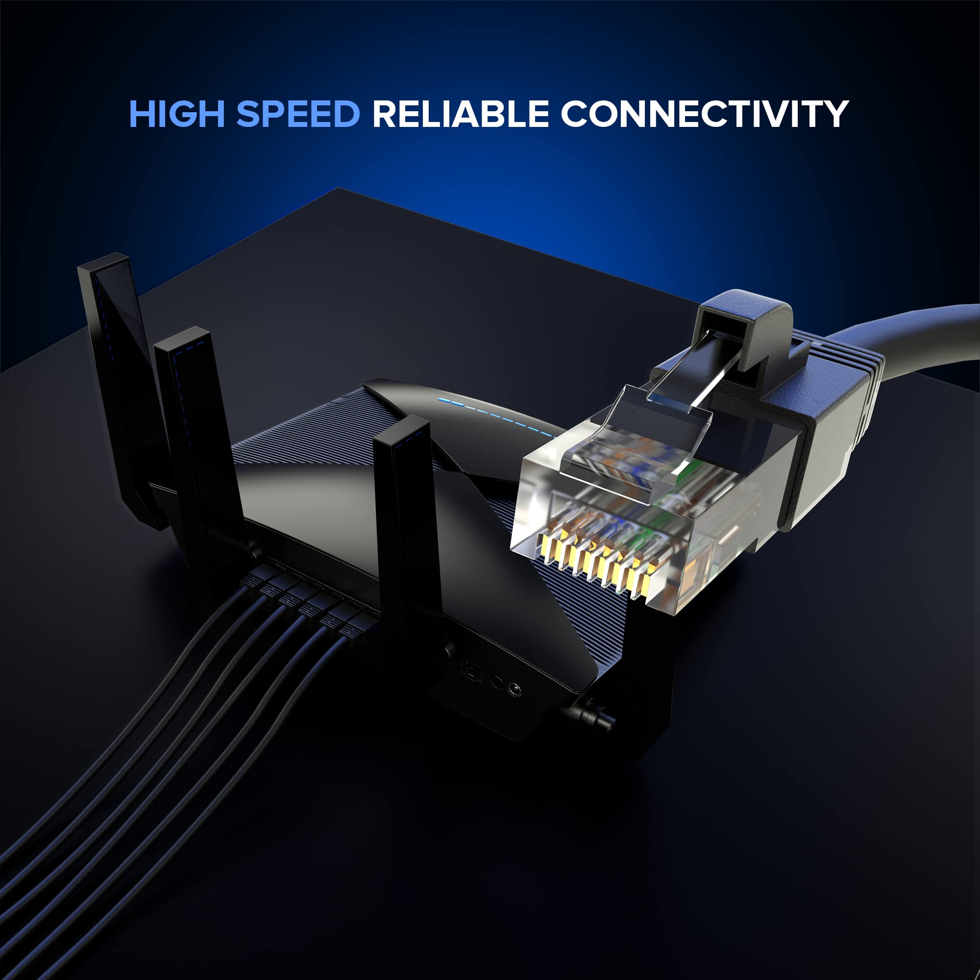 Maximm Ethernet Cable 150 Ft Cat6 High Speed Internet Network Lan Cable Cord, Outdoor Waterproof (Black)