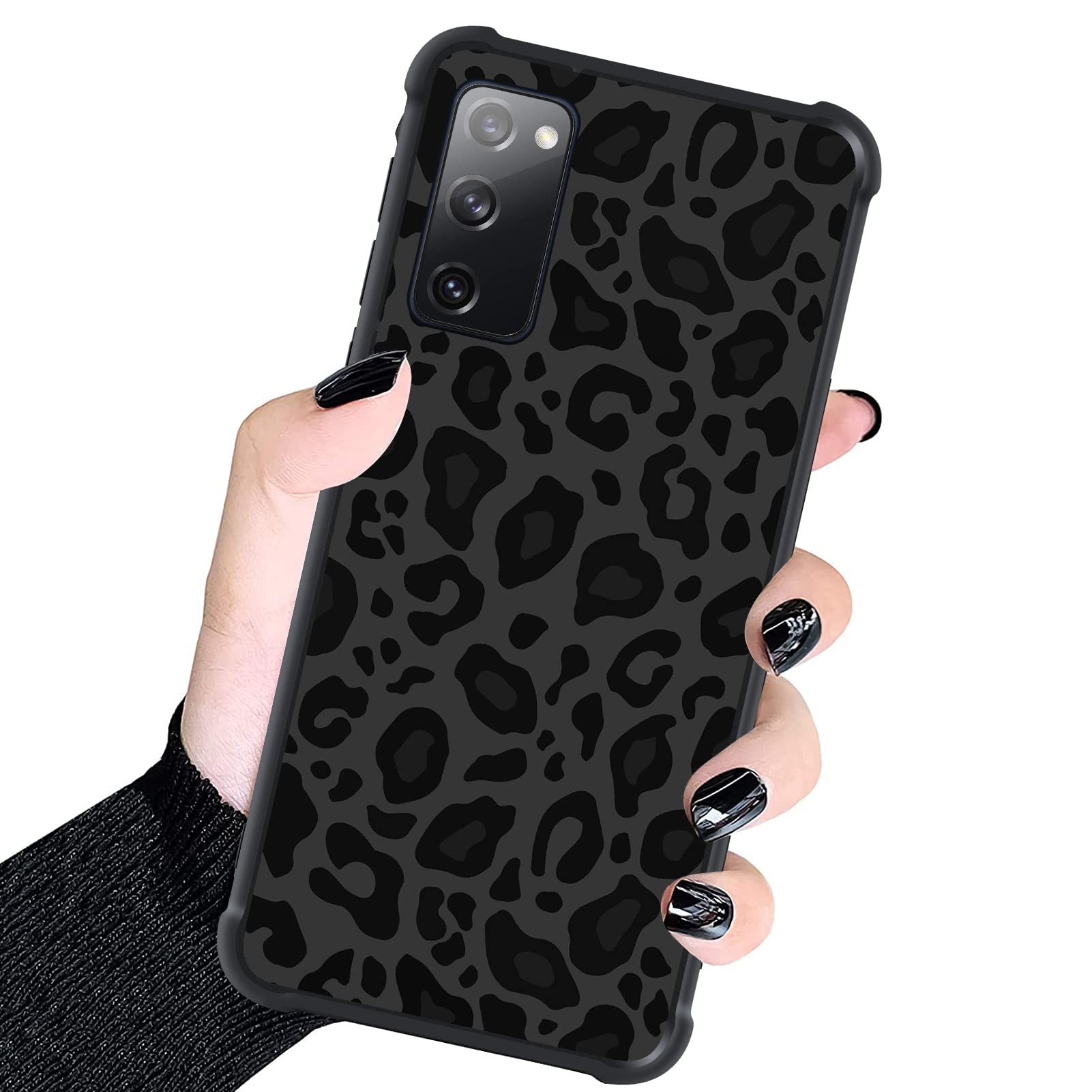 Kanghar Case Compatible With Samsung Galaxy S20 Fe,Black Leopard Design,Tire Texture Non Slip +Shockproof Rugged Tpu Protective