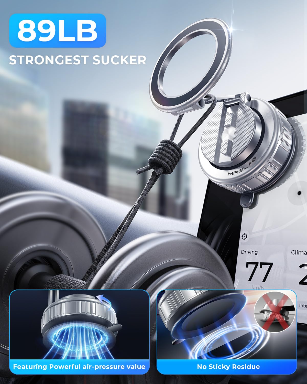 2025 Upgraded 360 Rotation Vacuum Magnetic Phone Holder Stand,For Magsafe Suction Cup Phone Mount [89+Lbs Strongest Suction & Ma