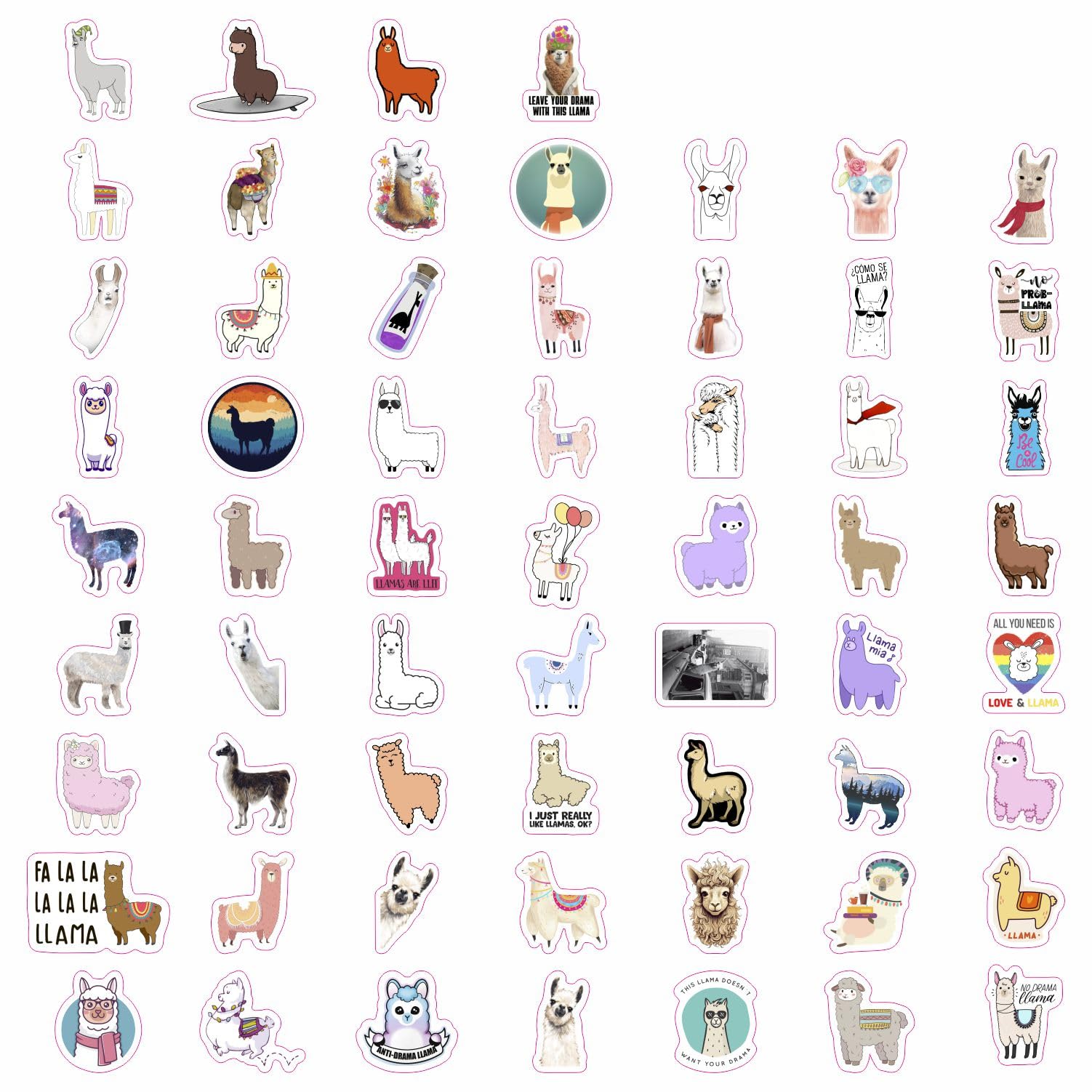 100Pcs Llama Stickers For Water Bottles & Laptop Decals   Llama Party Favors, Llama Birthday Party Decorations, Llama Gifts, Lla
