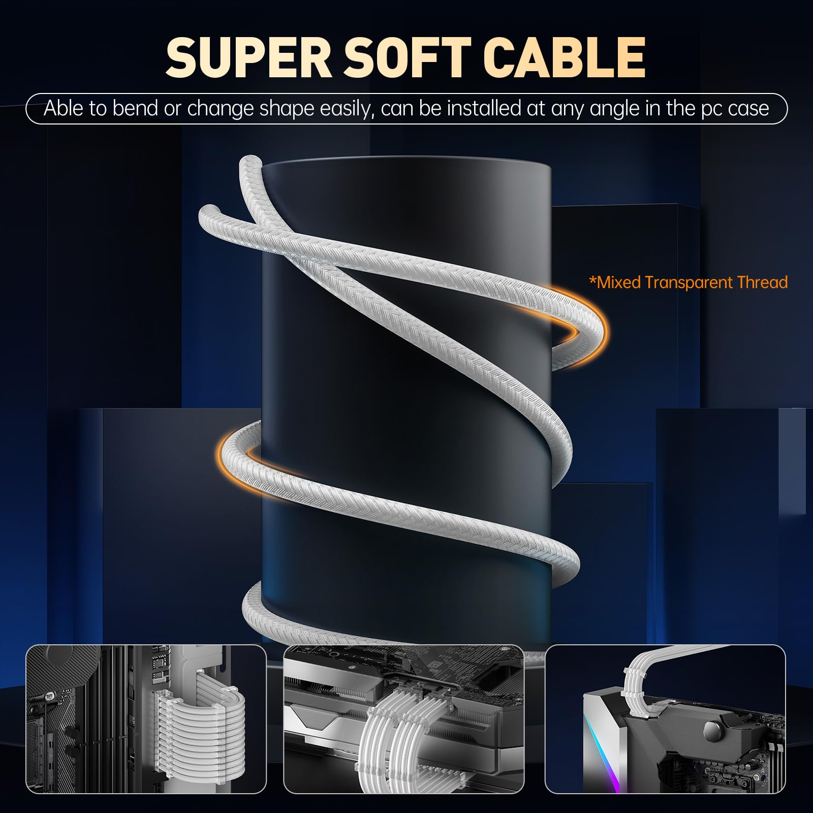 Asiahorse 16Awg Psu Cable Extension Kit, Sleeved Custom Mod Gpu Pc Audio Video Power Supply Soft Braided Cables With Comb Kit, 2