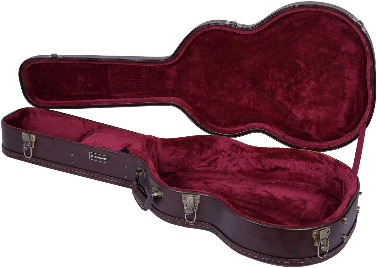 Crossrock Hard Shell Wooden Case Fits 4/4 Classical Nylon String Acoustic Guitars Stainless Steel Latches, Sponge Lining, Metal 