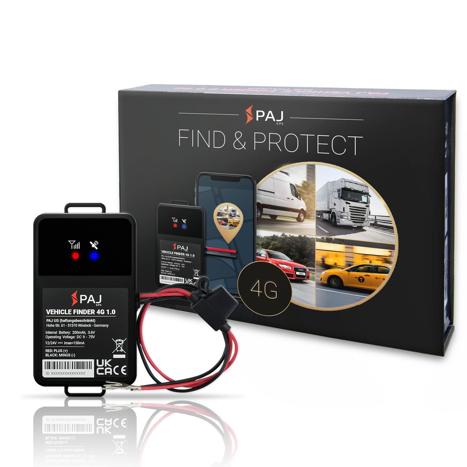 Paj Gps Vehicle Finder 4G, 1.0   Cellular Connected, Real Time Tracking Gps Tracker For Cars, Motorcycles, Trucks & More   Versa