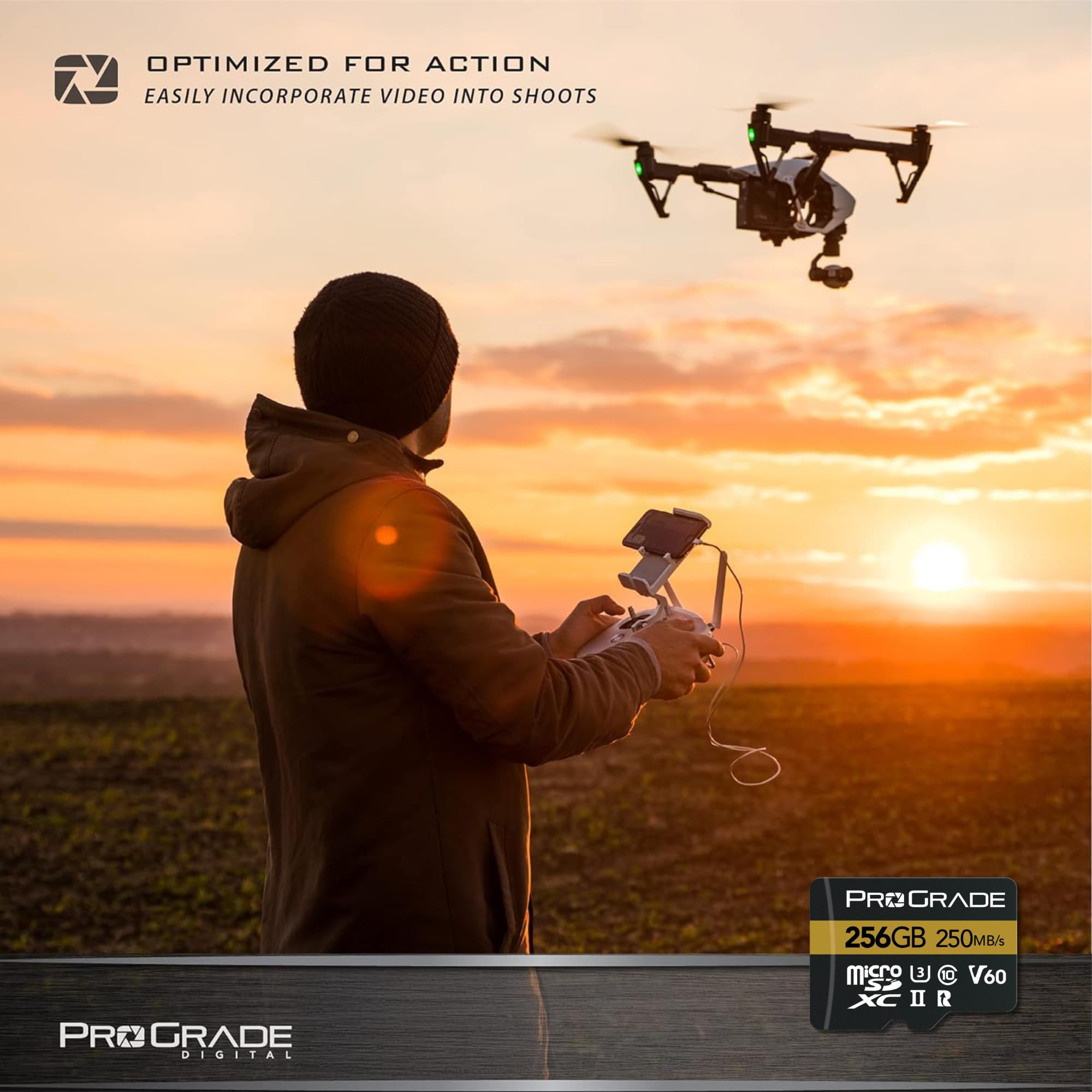 Microsd Card V60 (256Gb)   Tested To Work With Full Size Sd Card Devices | Up To 250Mb/S Read, 130Mb/S Write By Prograde Digital