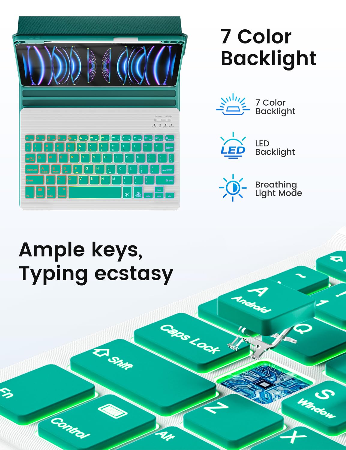 Oyeeice For Ipad Air 5Th Generation Case With Keyboard   Detachable Backlit Keyboard, Smart Folio Cover With Pencil Holder For I