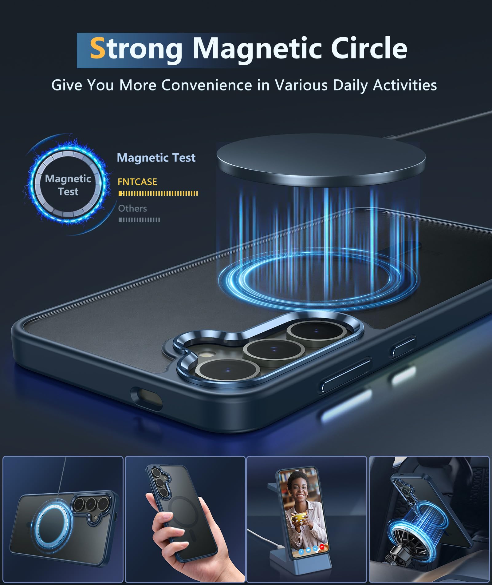 Fntcase For Samsung Galaxy S24 Plus Case: Magnetic Matte Slim Protective Shockproof Cell Phone Cover With Strong Magnet | Rugged