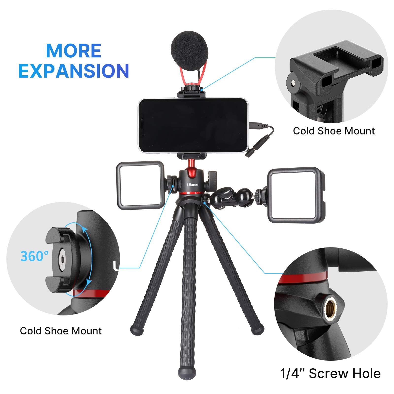 Ulanzi Mt-33 Camera Tripod,Flexible Mini Tripod With 1/4 Screw For Magic Arm,Octopus Tripod Compatible With Iphone 12 Samsung Ca
